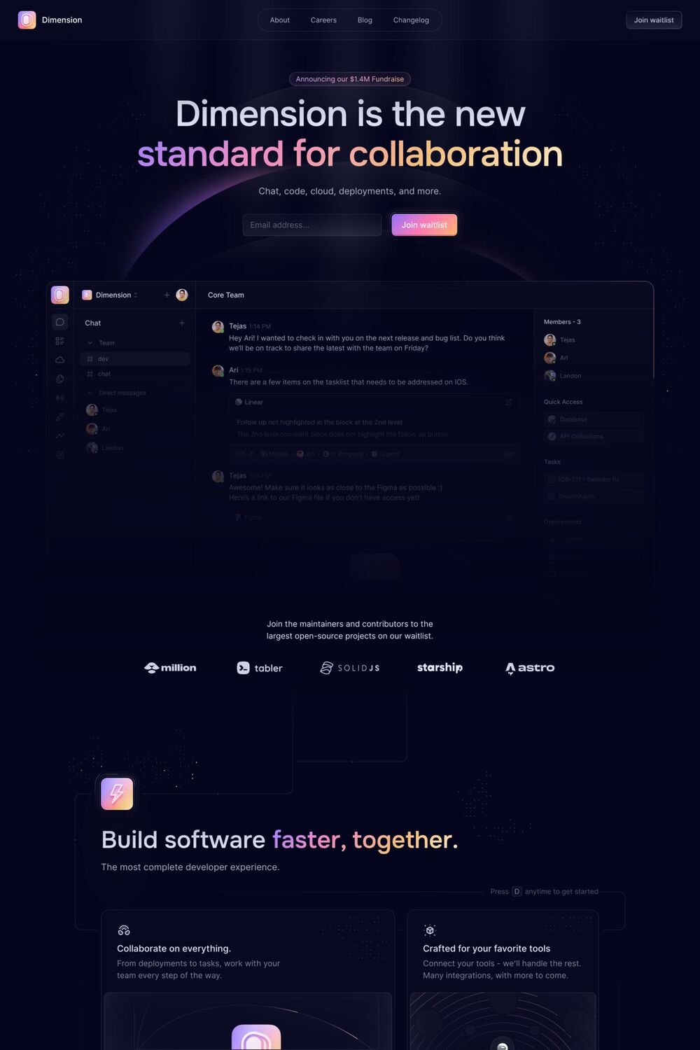 Dimension website screenshot