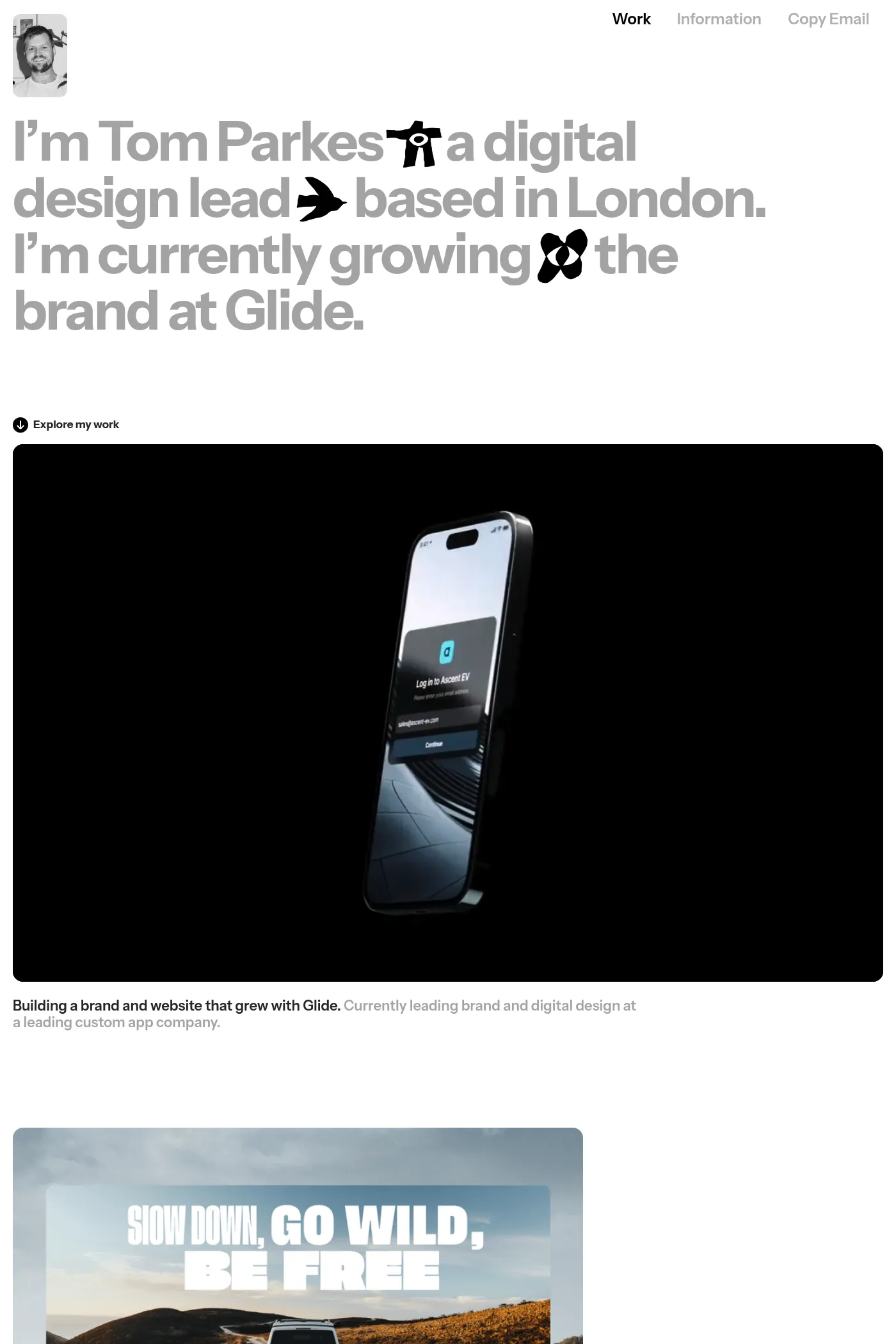 Tom Parkes website screenshot