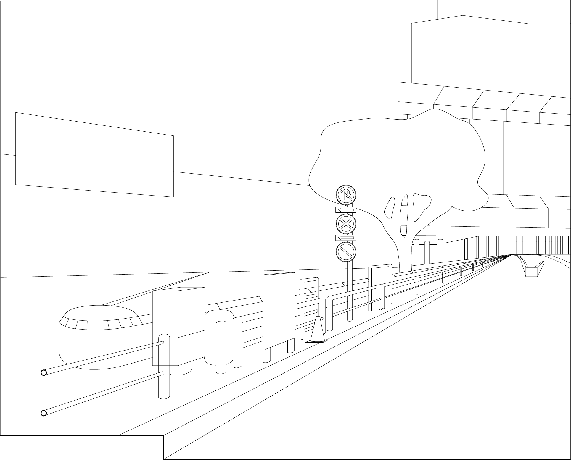 Sidewalk by Shibuya Crossing