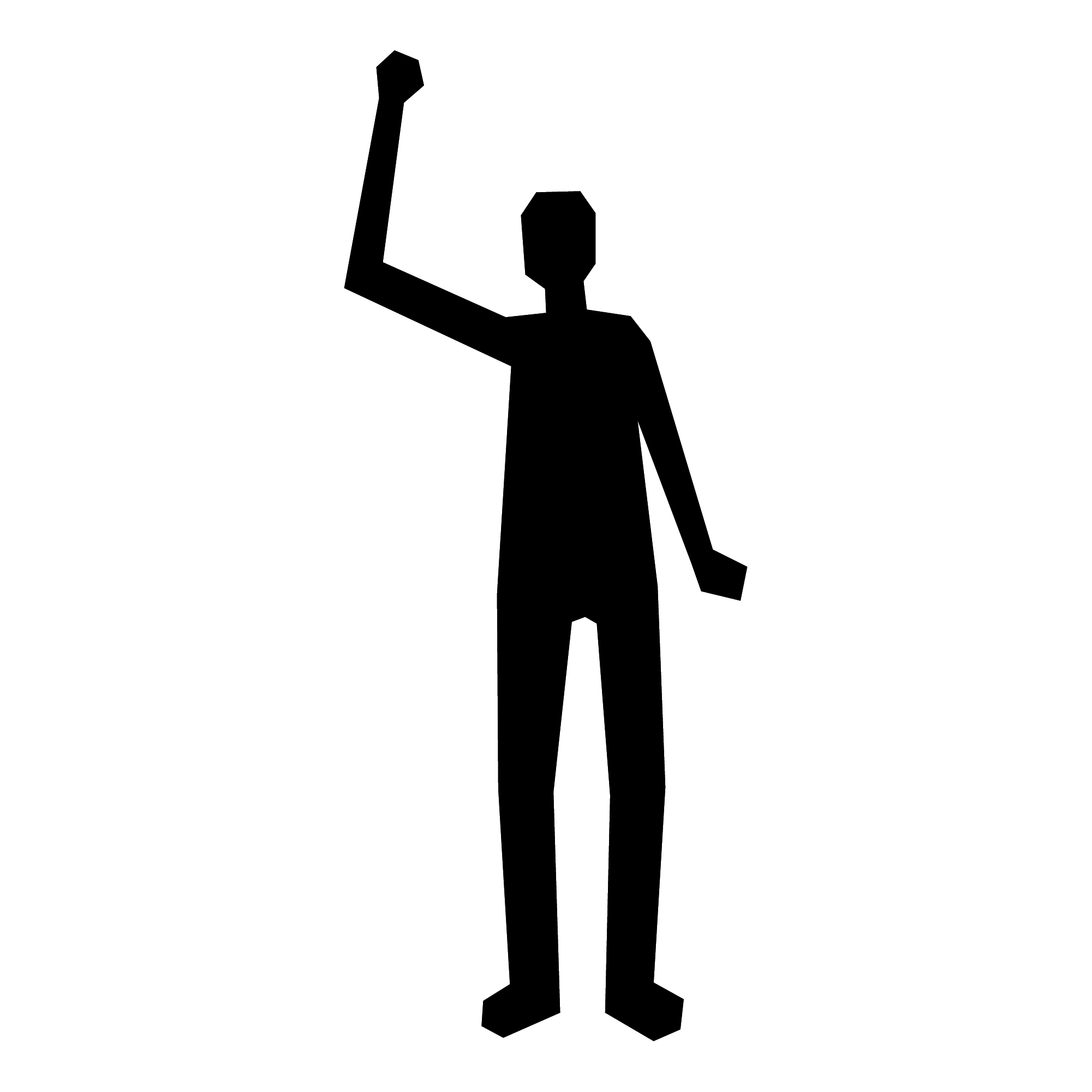 Man standing with one arm up, likely either protesting or giving someone a high five