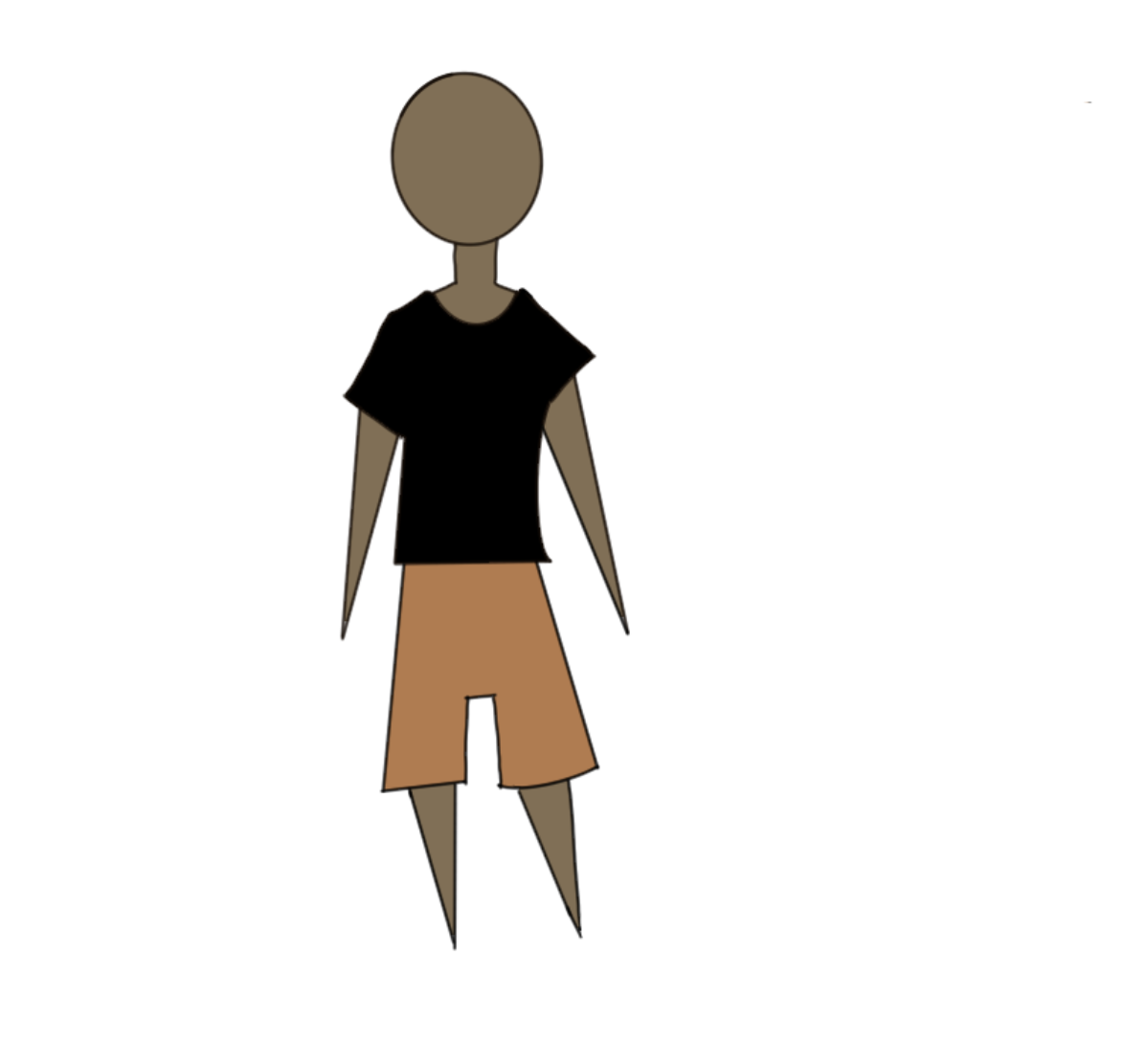 Basic bald man in black shirt and brown shorts