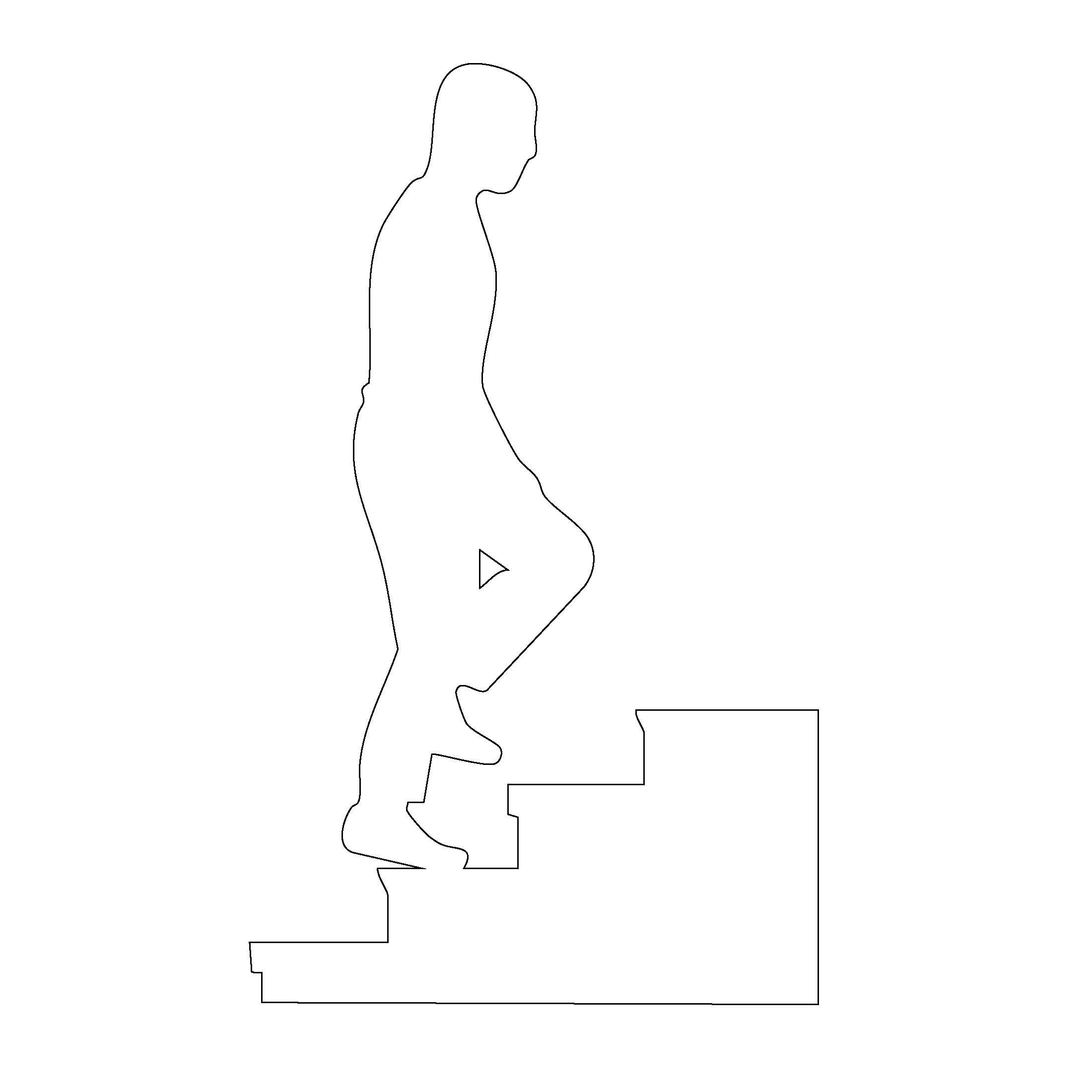 man walking up stairs