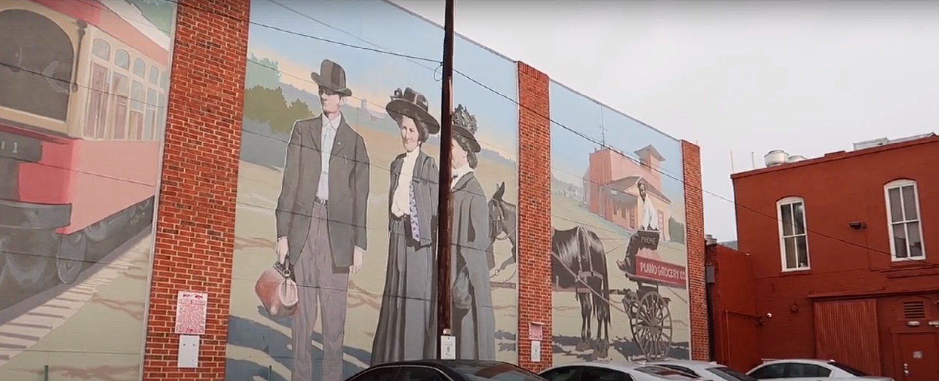 Historic Downtown Plano mural on the side of a building