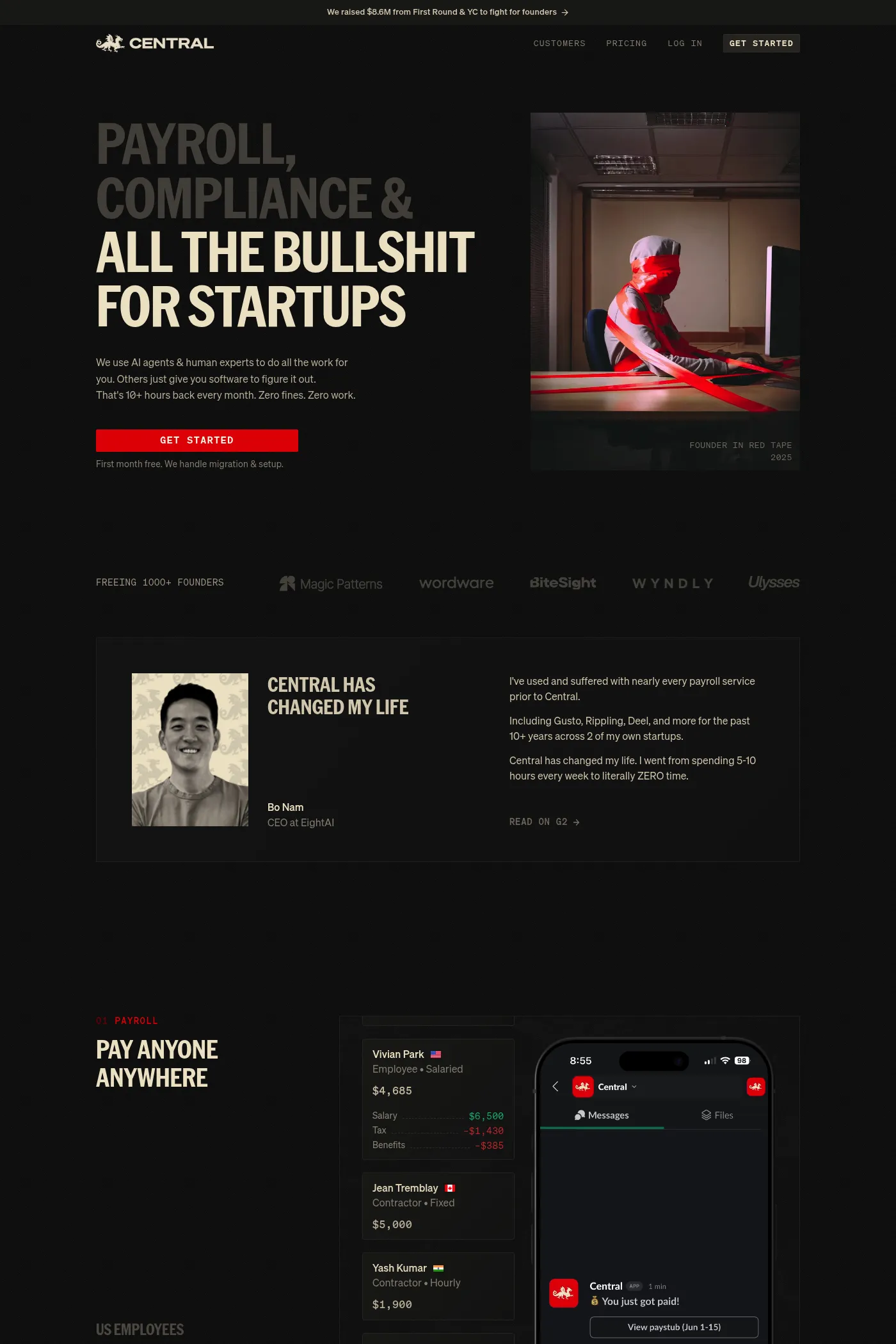 Central website screenshot