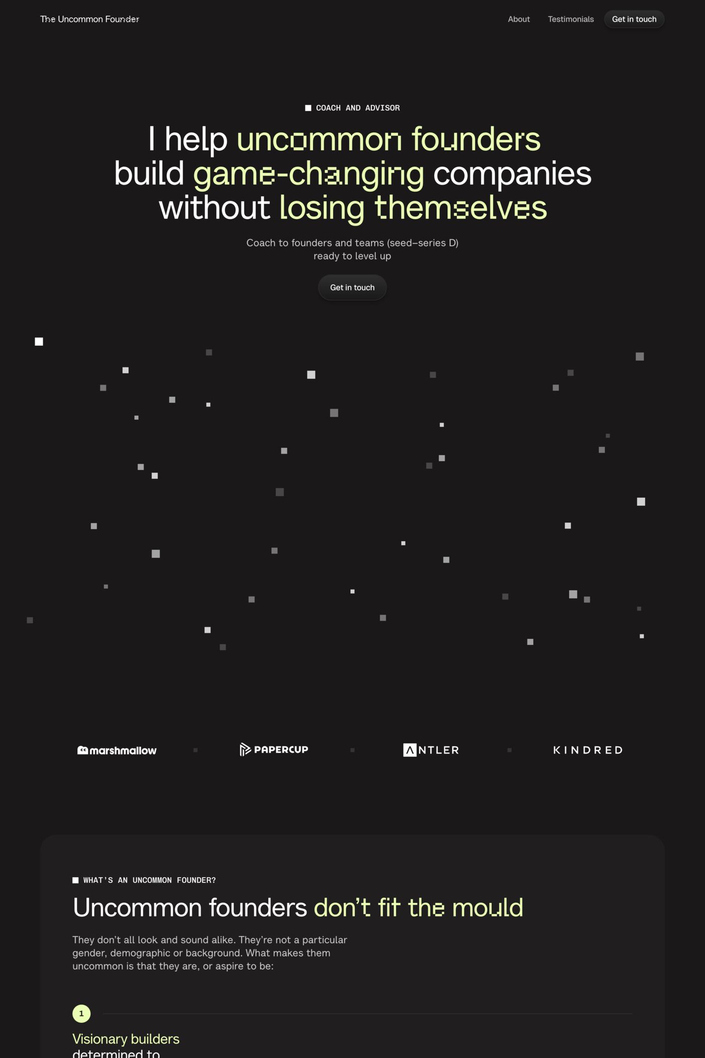 The Uncommon Founder website screenshot