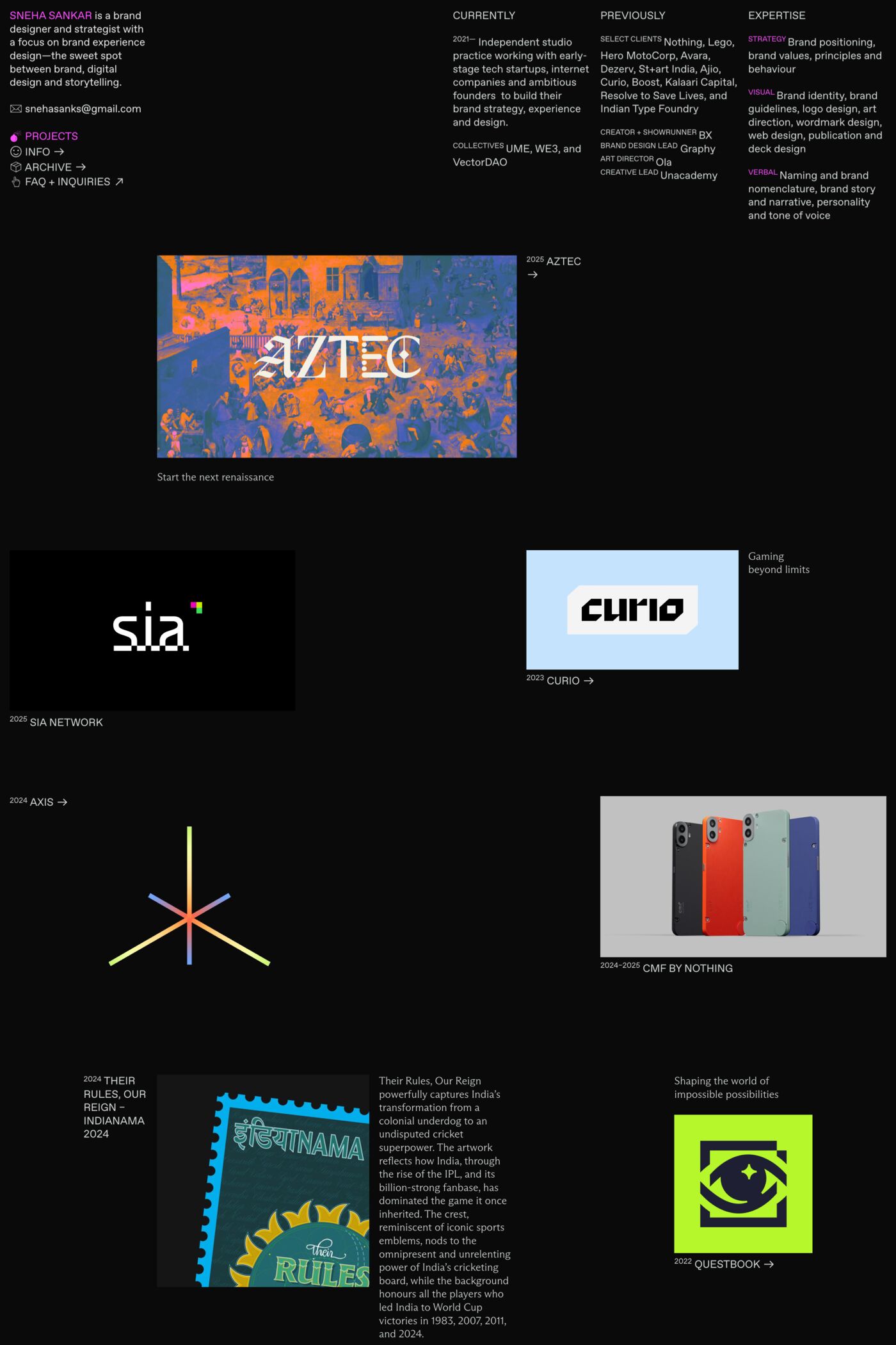 Sneha Sankar website screenshot