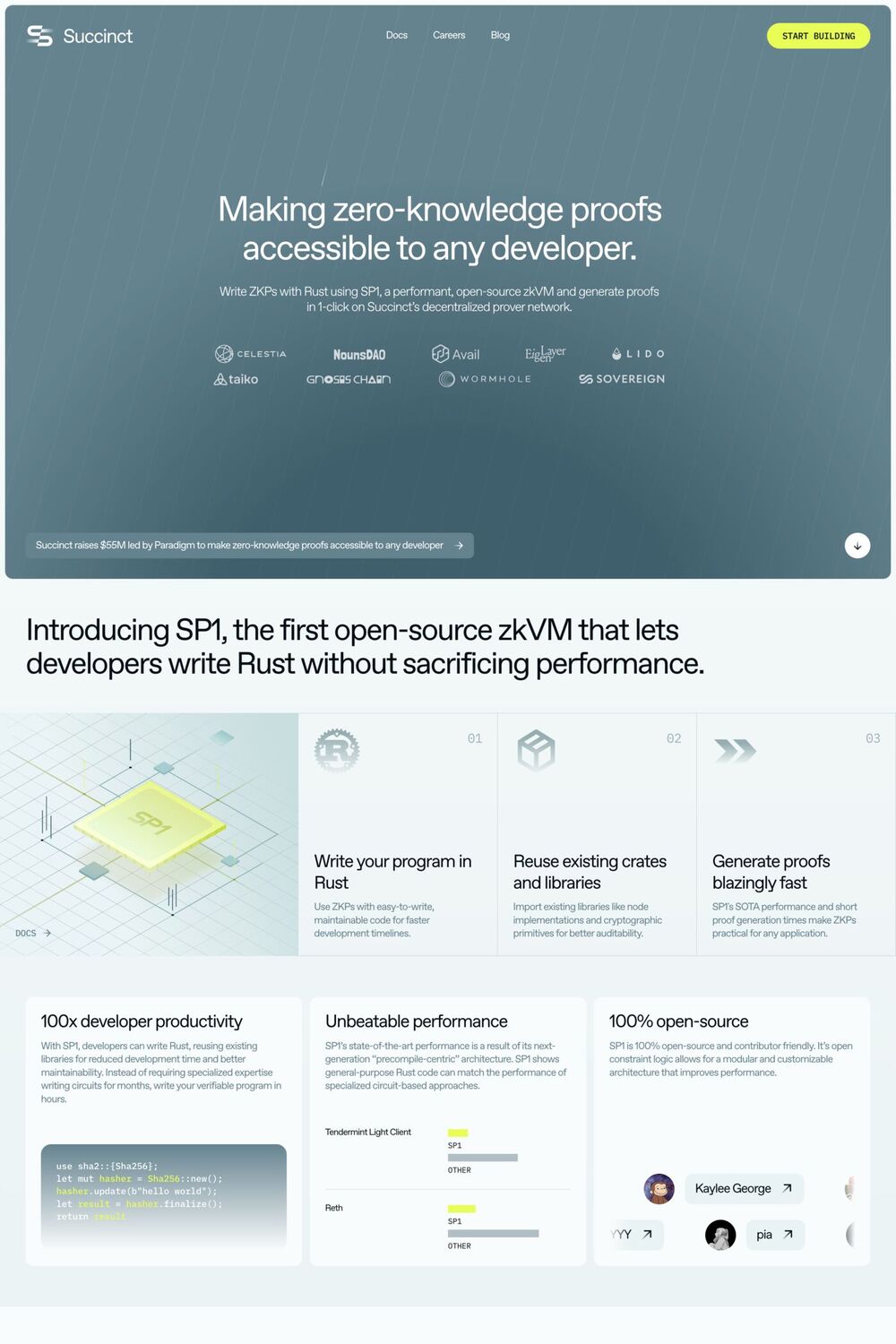 Succinct website screenshot