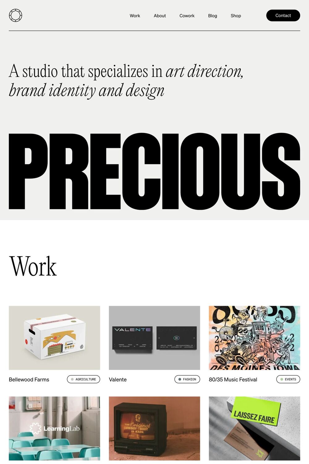 Precious website screenshot