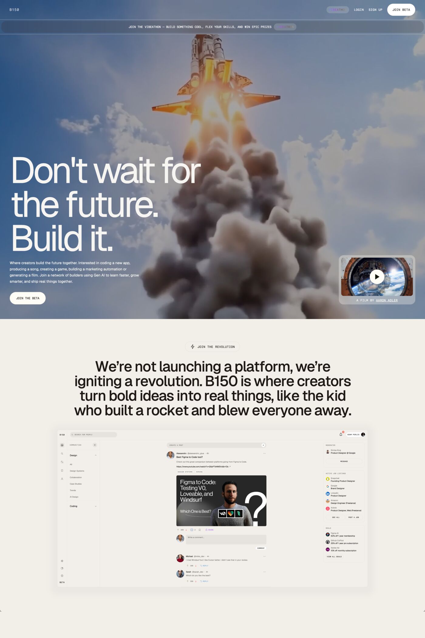 B150 website screenshot