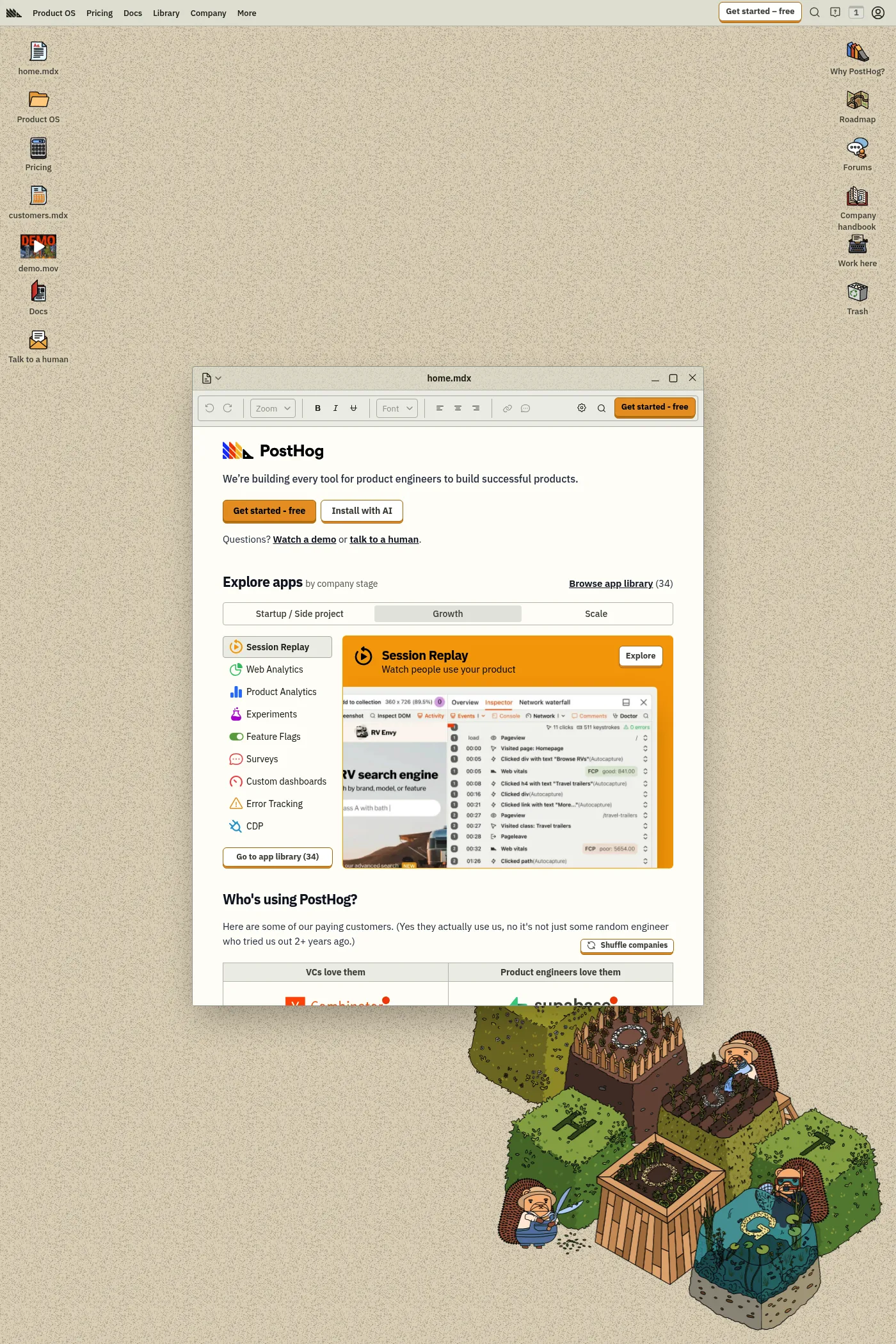 PostHog website screenshot