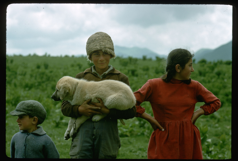 Children with their dog. 1967.