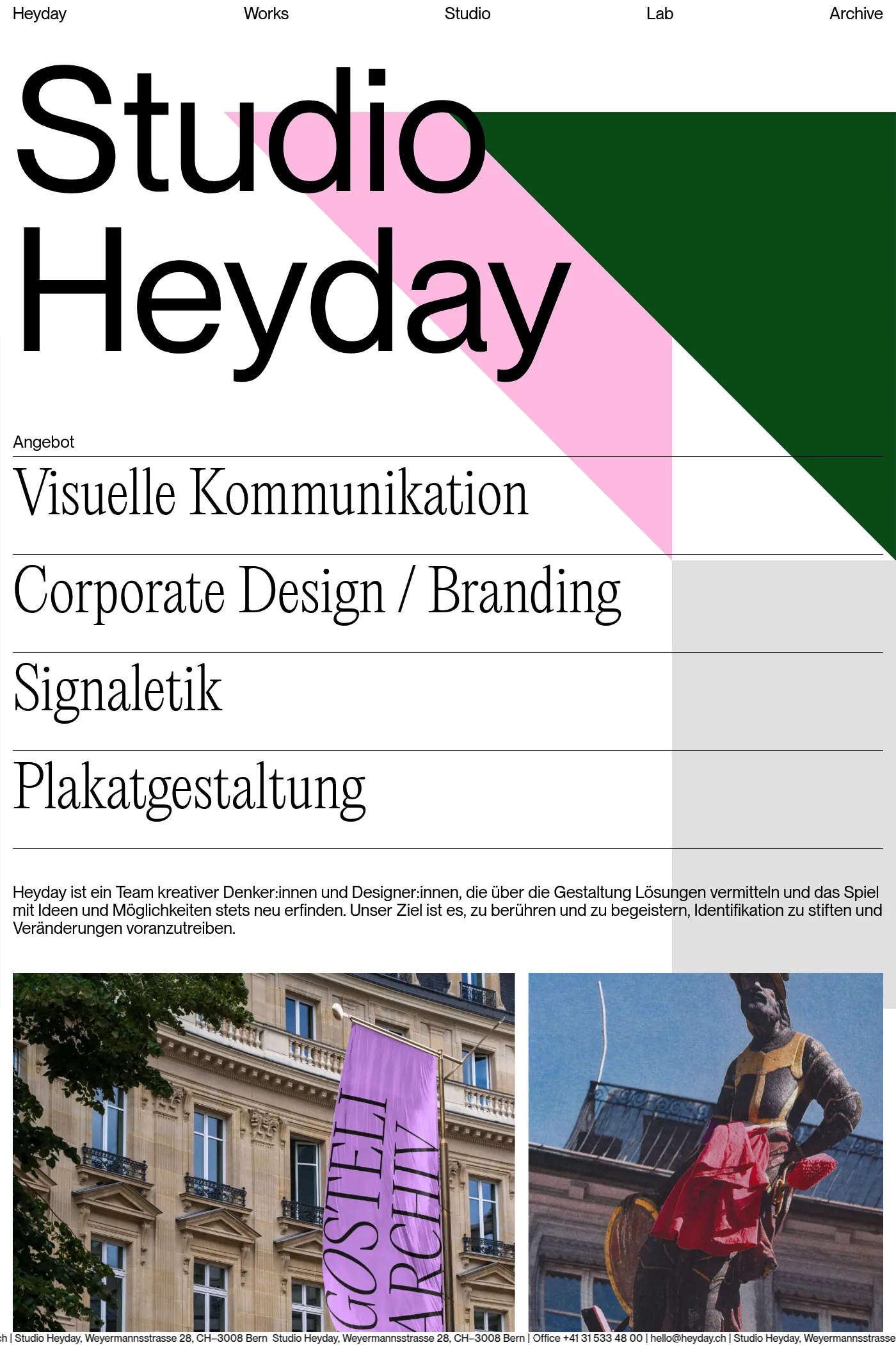 Studio Heyday website screenshot