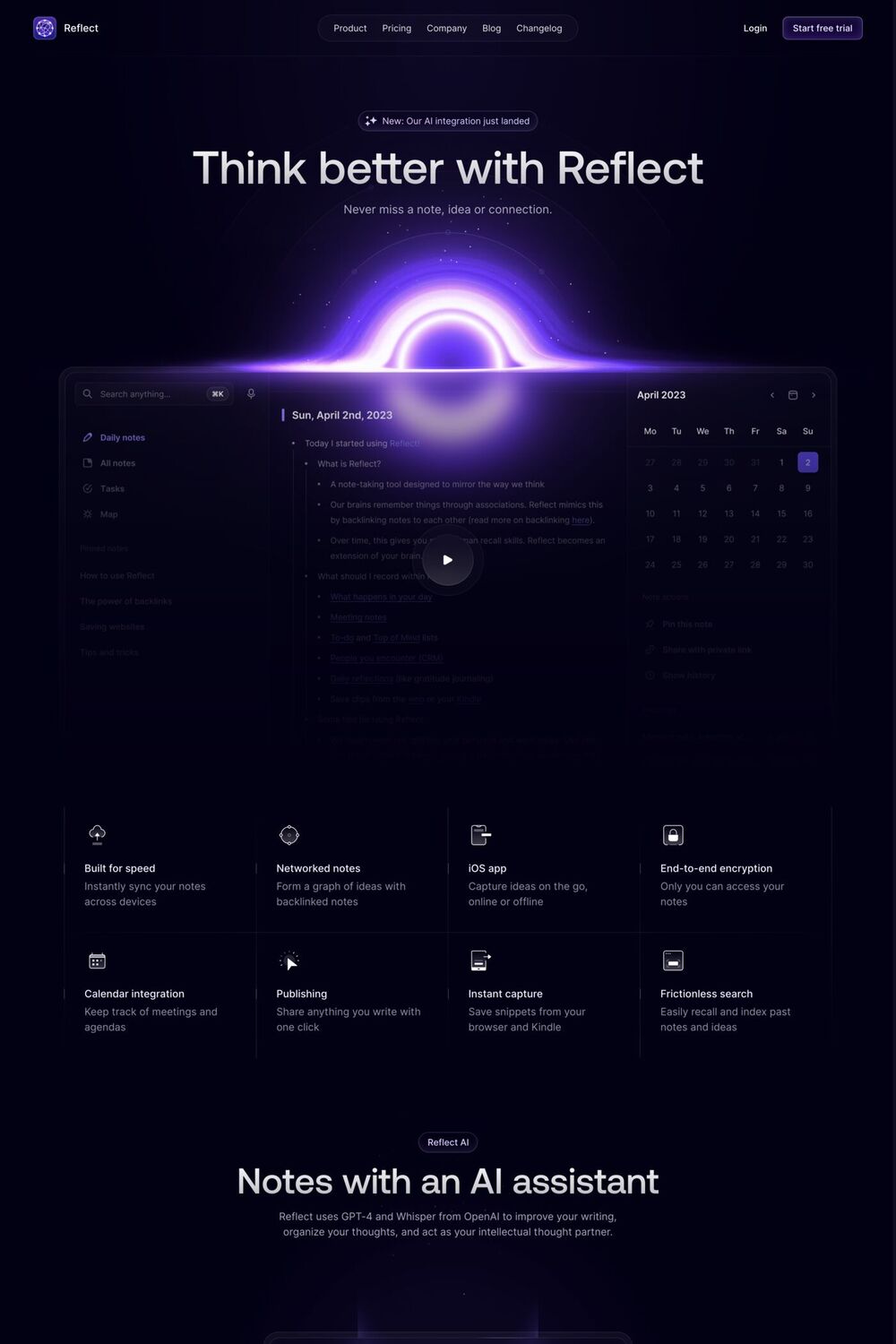 Reflect website screenshot