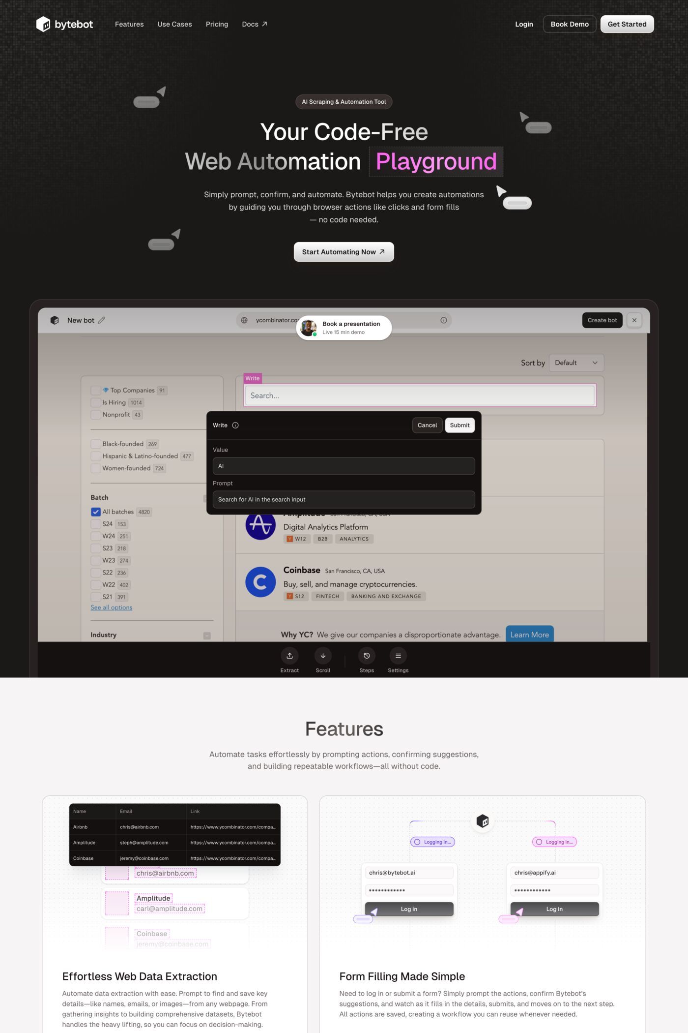 Bytebot website screenshot