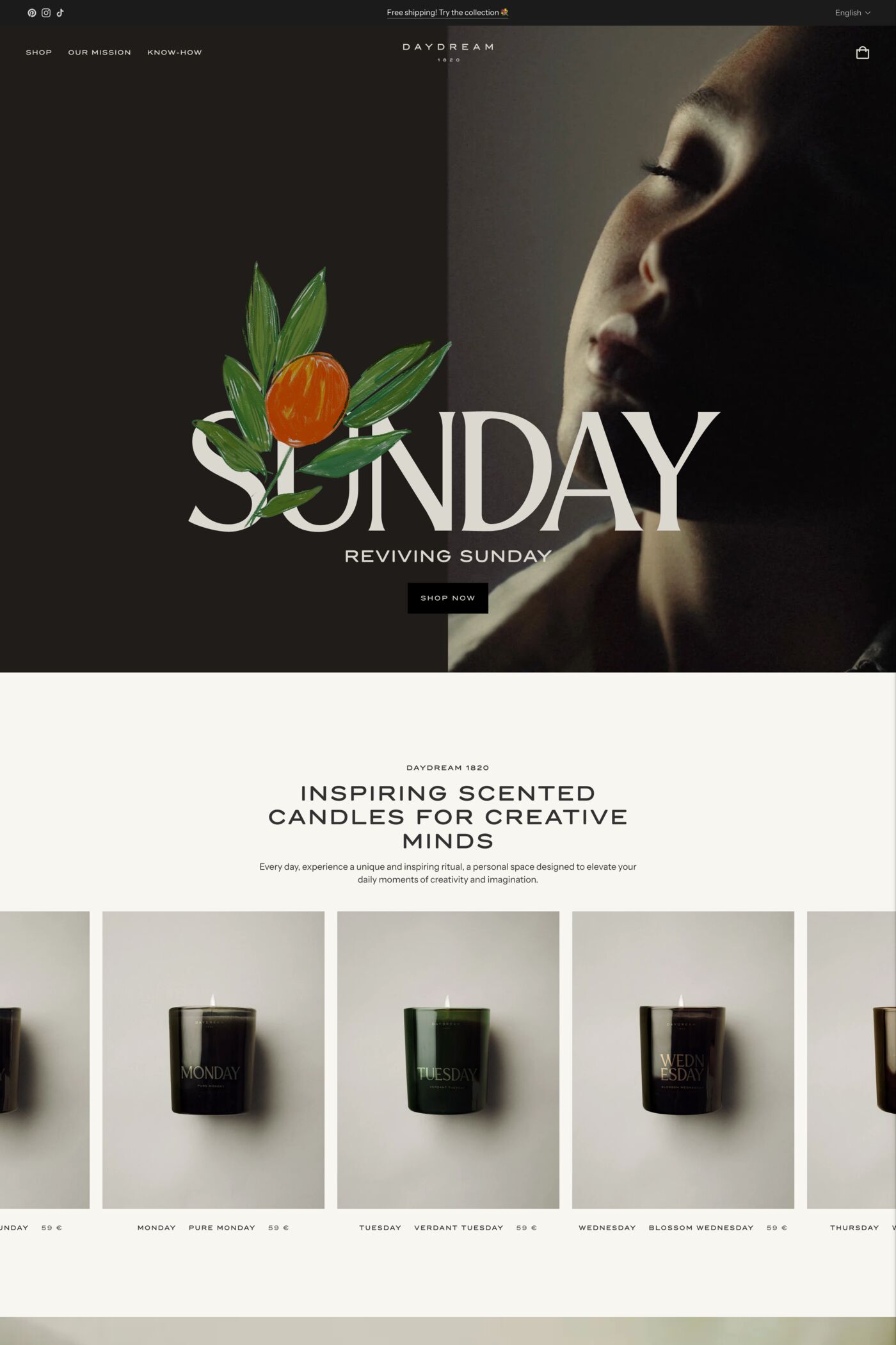 Daydream 1820 website screenshot