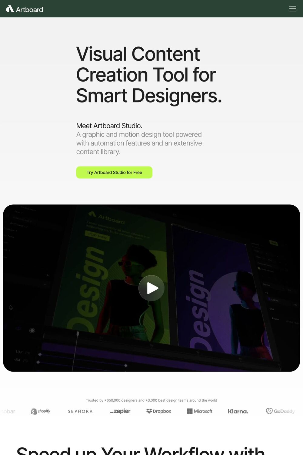 Artboard website screenshot