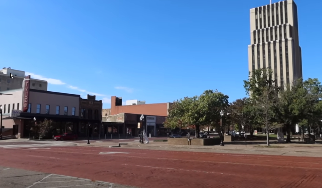 Modern and historic buildings in Downtown Tyler, TX