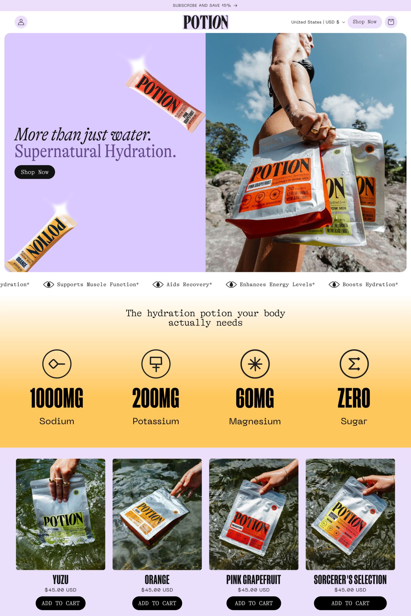 Potion website screenshot