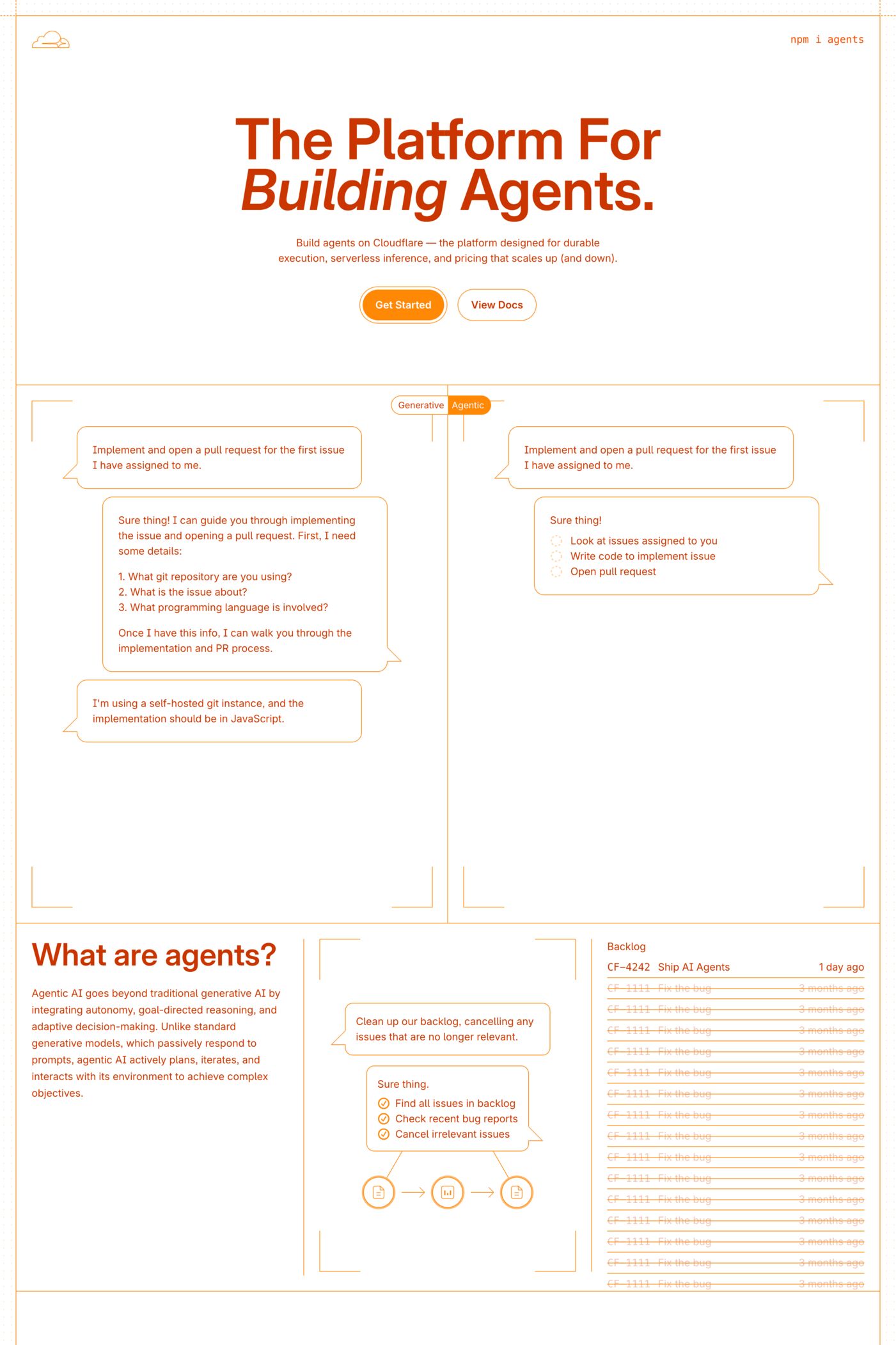 Cloudflare Agents website screenshot