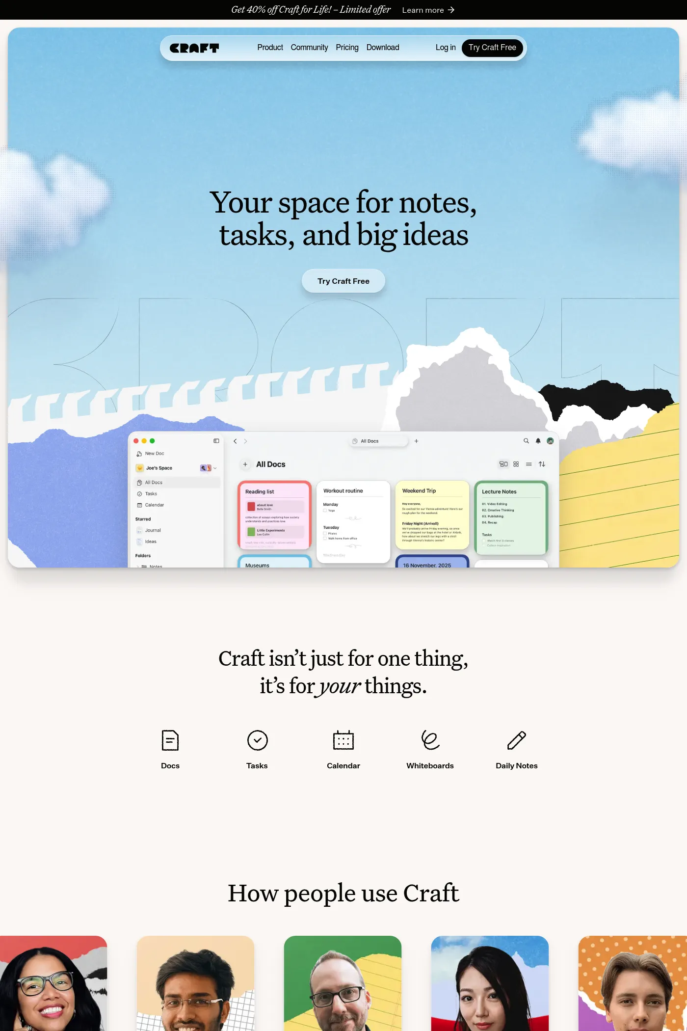 Craft website screenshot