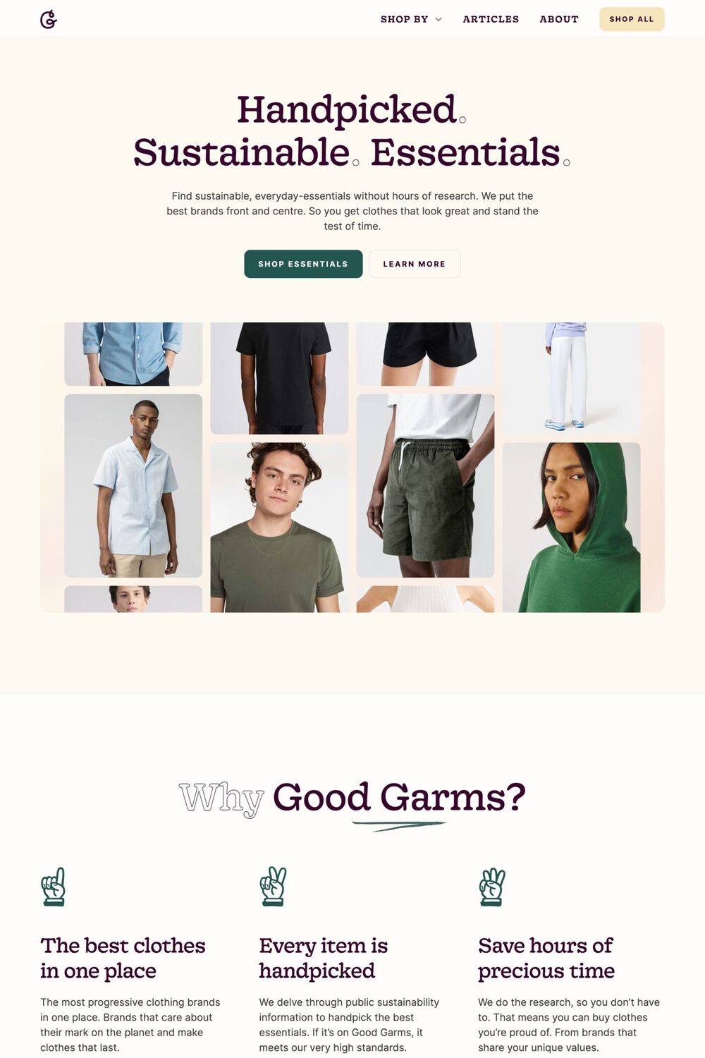 Good Garms website screenshot