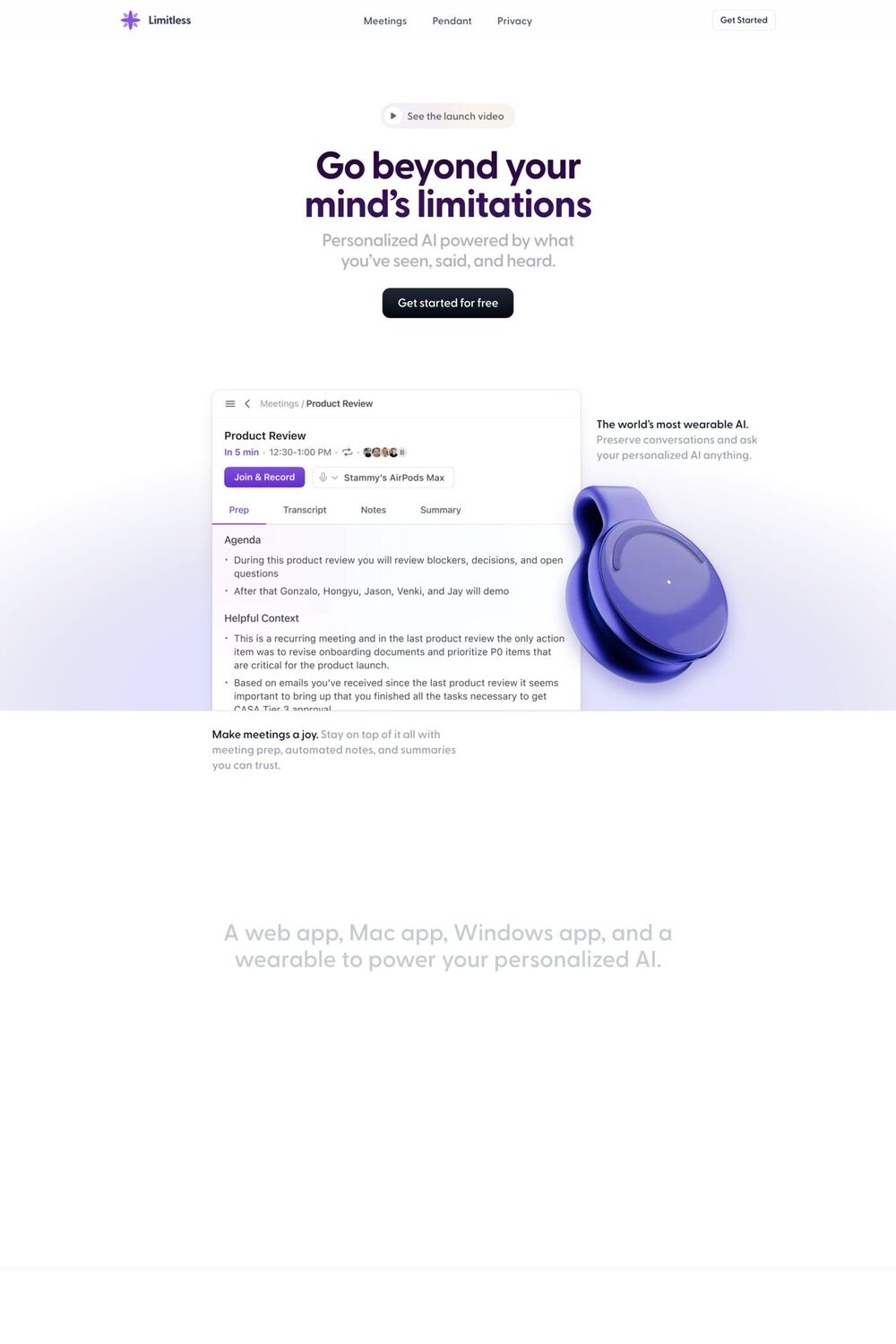 Limitless website screenshot