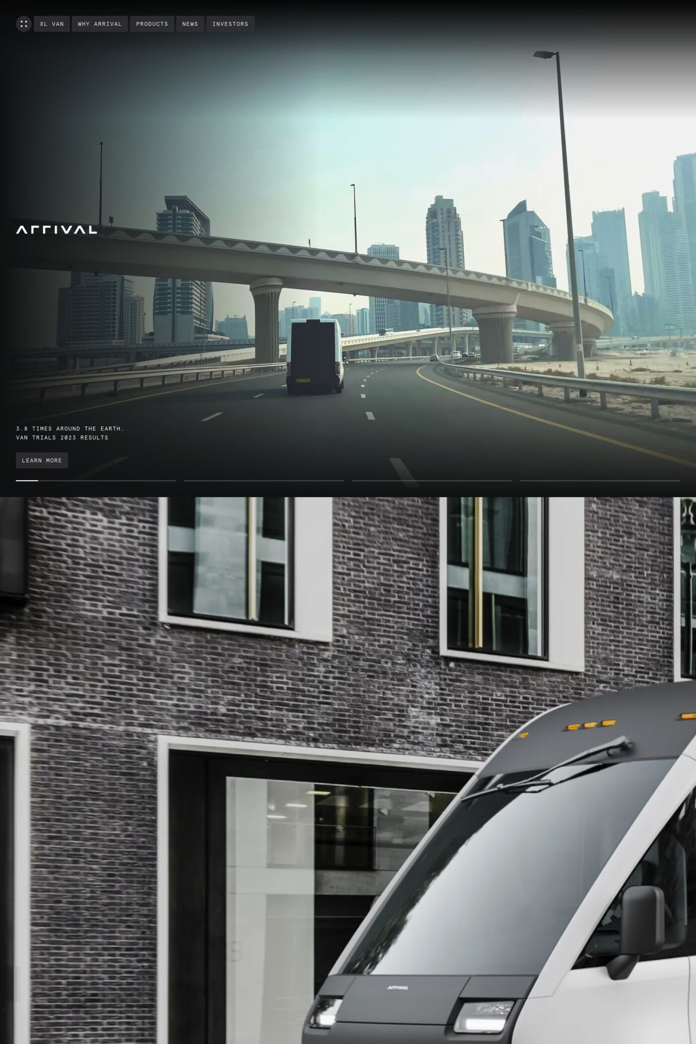 Arrival website screenshot