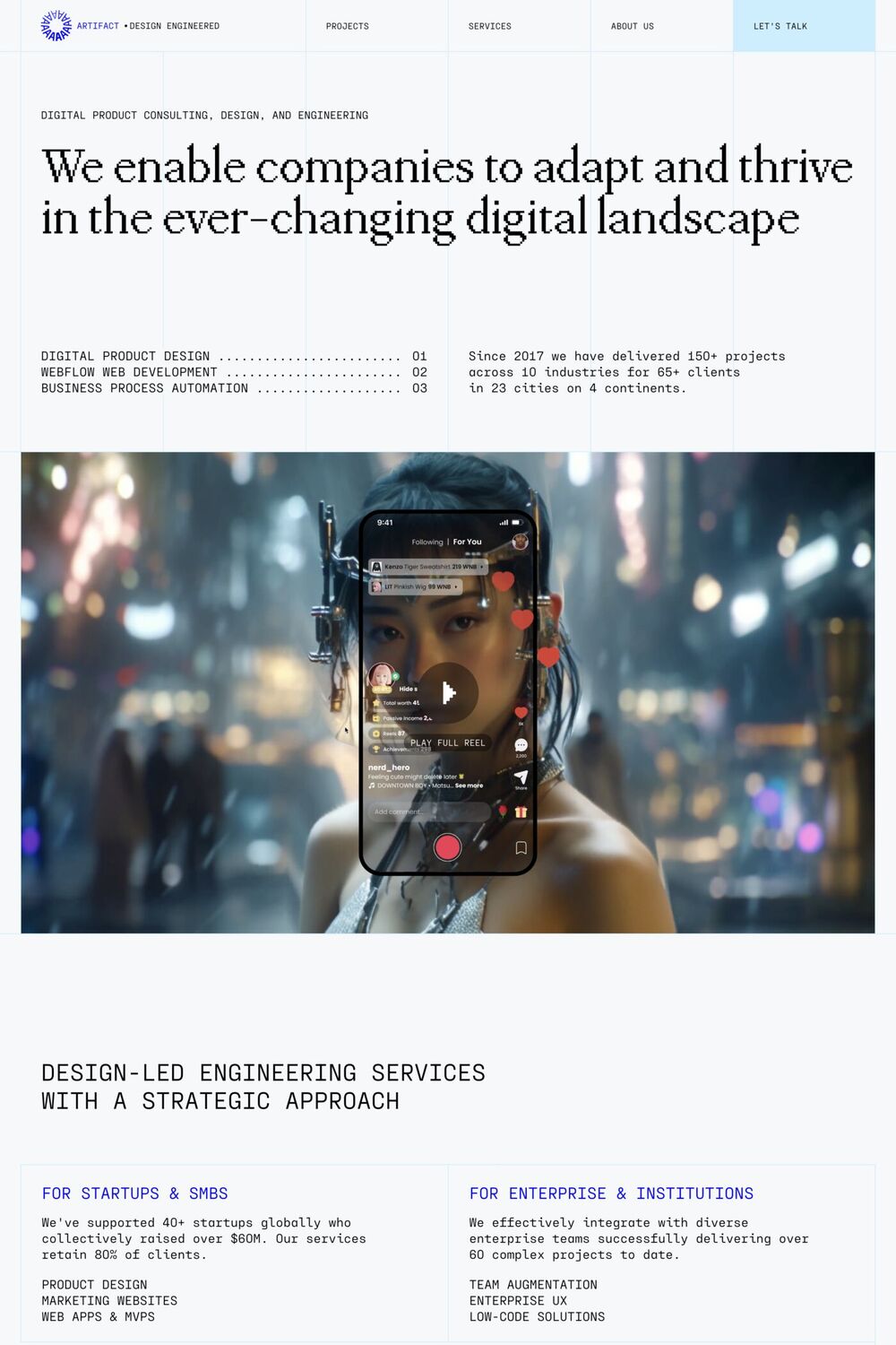 Artifact website screenshot