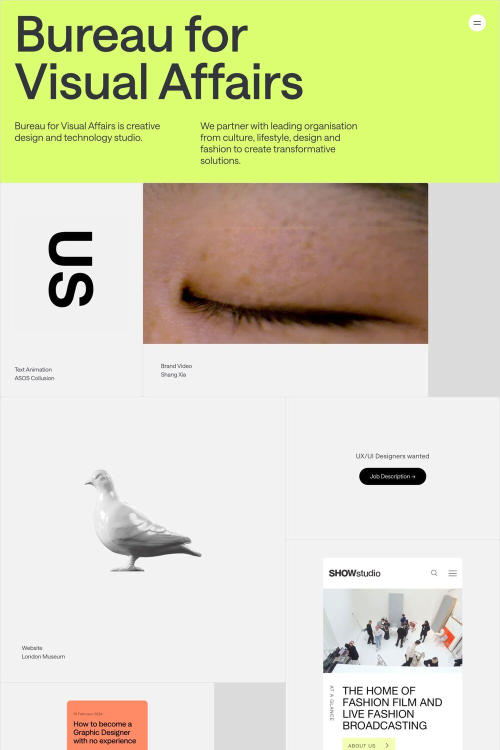 Bureau for Visual Affairs website screenshot