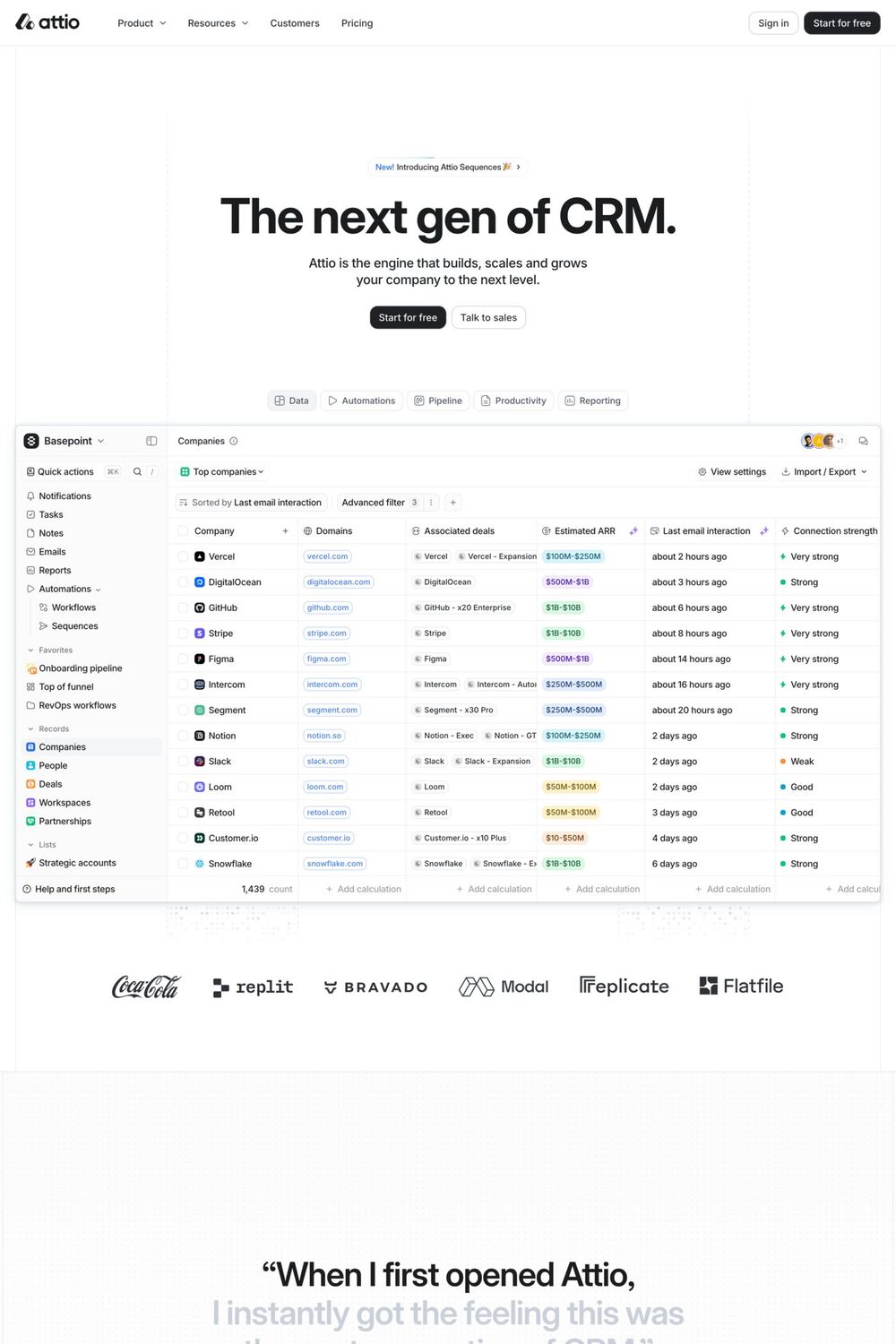 Attio website screenshot