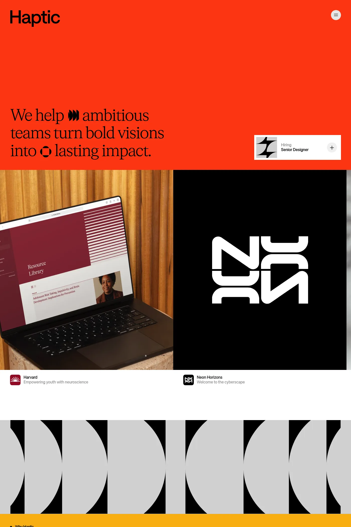 Haptic website screenshot