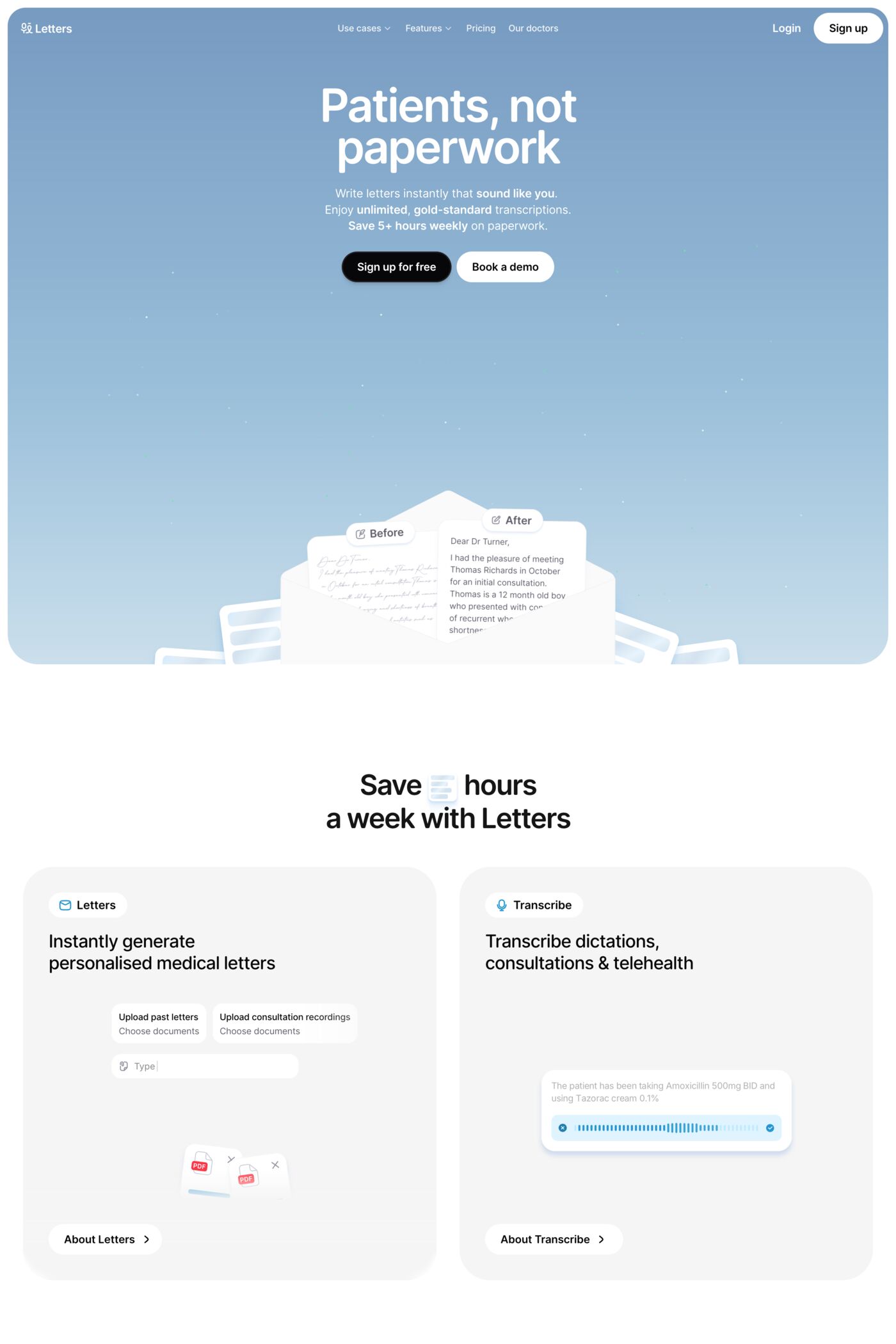 Letters website screenshot