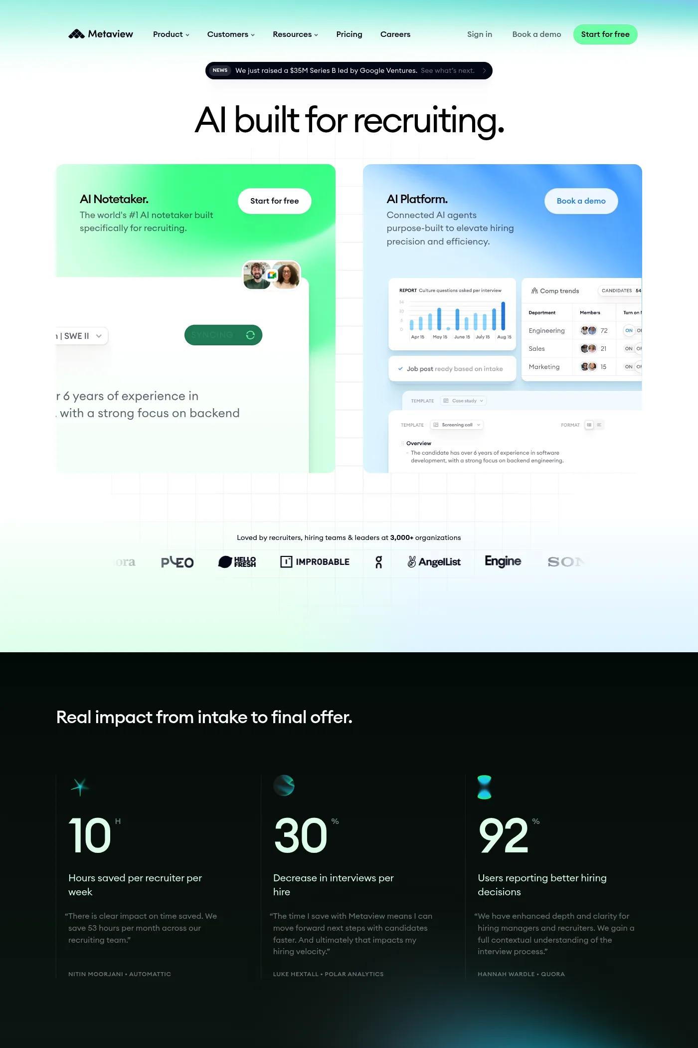 Metaview website screenshot