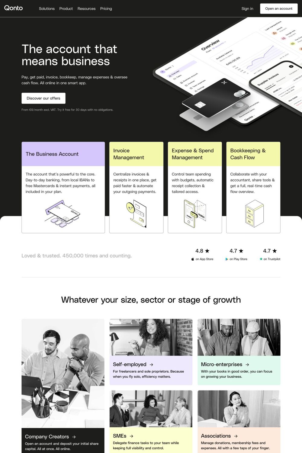 Qonto website screenshot