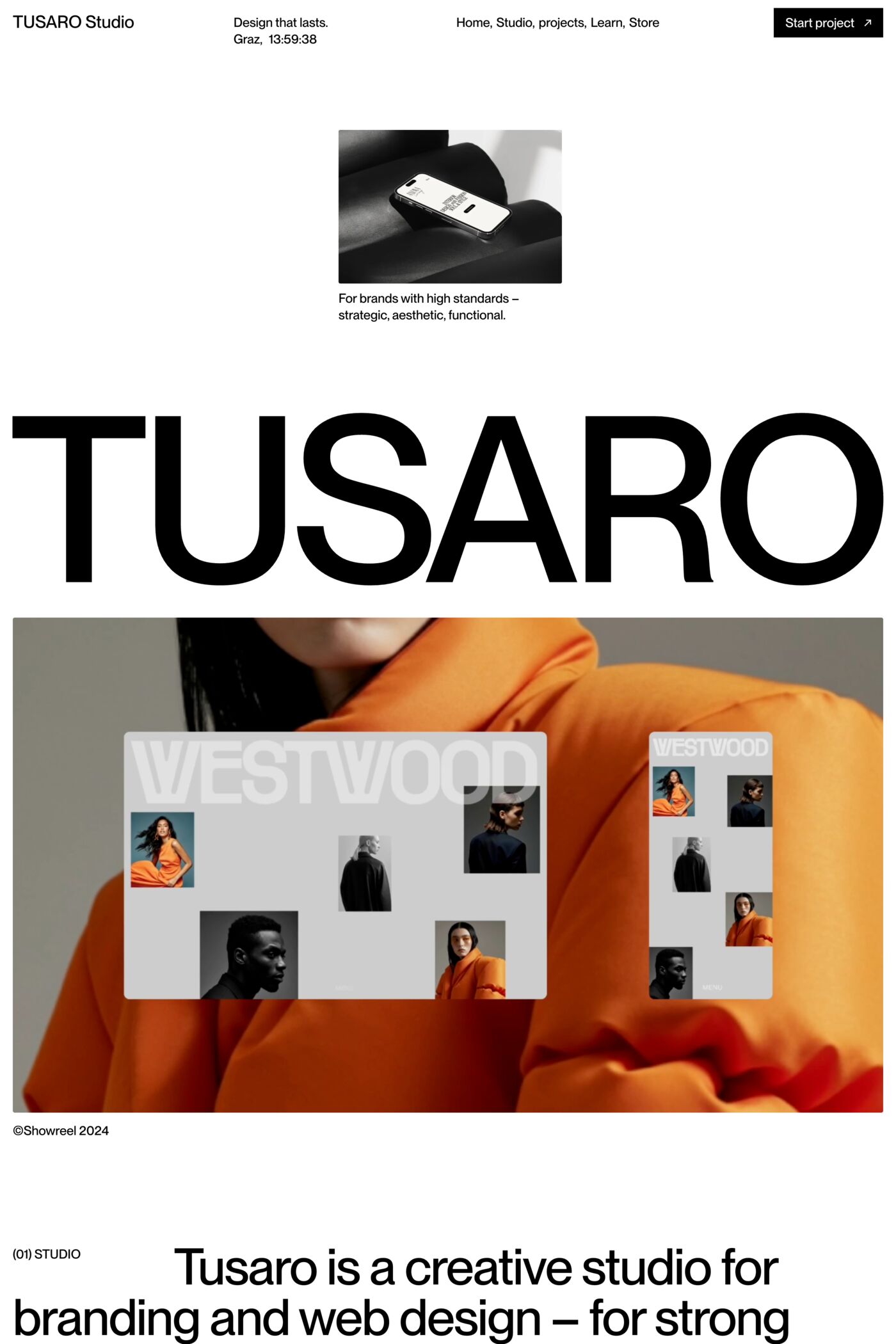 TUSARO Studio website screenshot