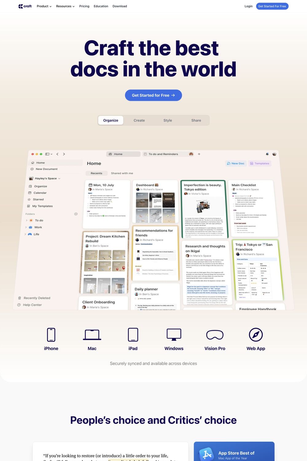 Craft website screenshot