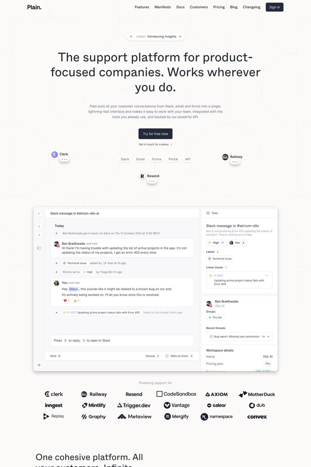 Plain website screenshot