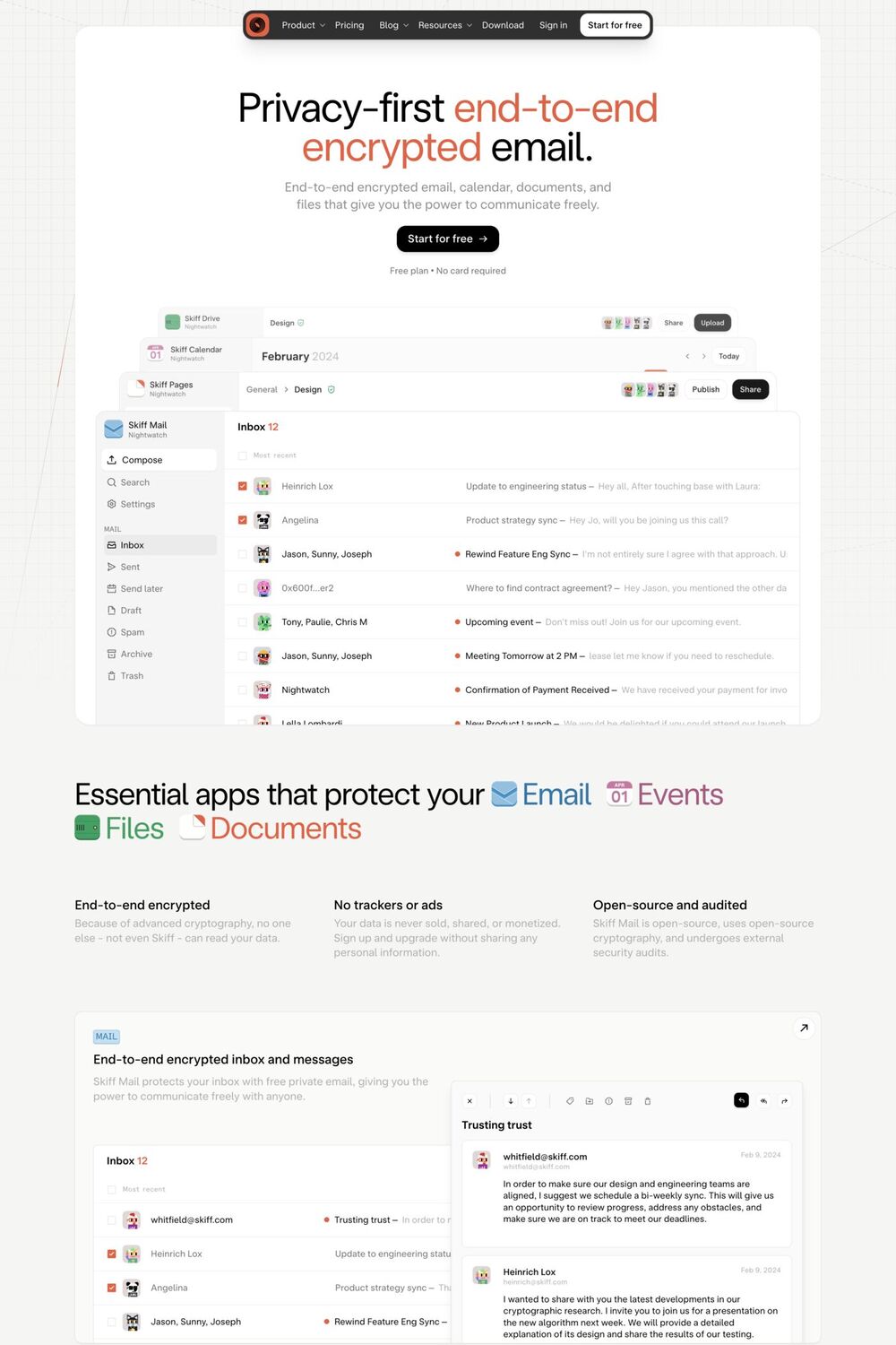 Skiff website screenshot