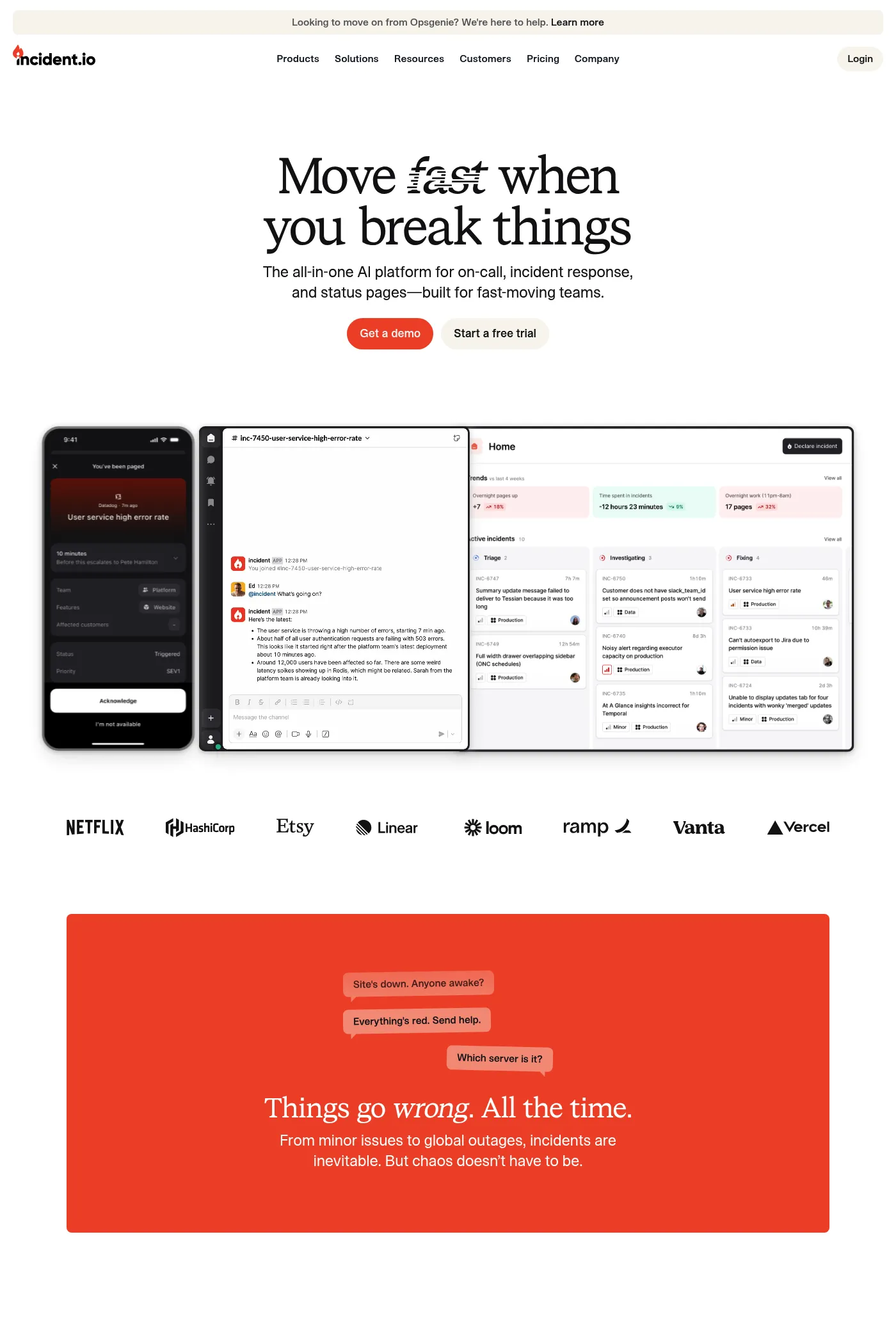 incident.io website screenshot