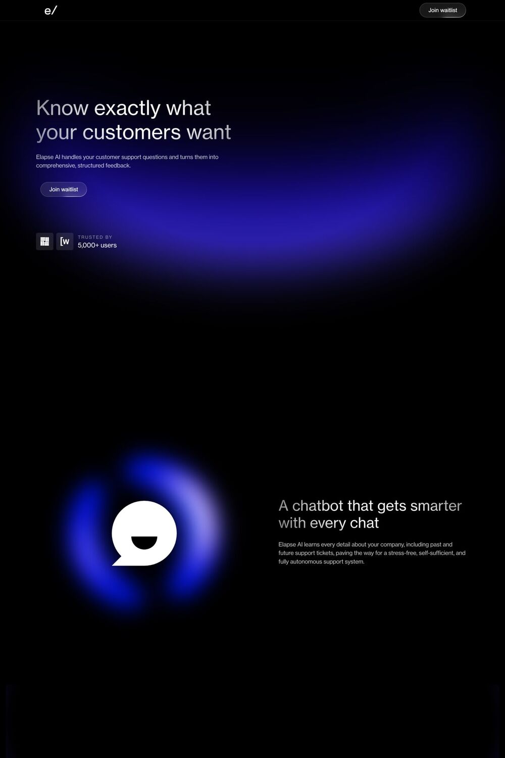 Elapse website screenshot