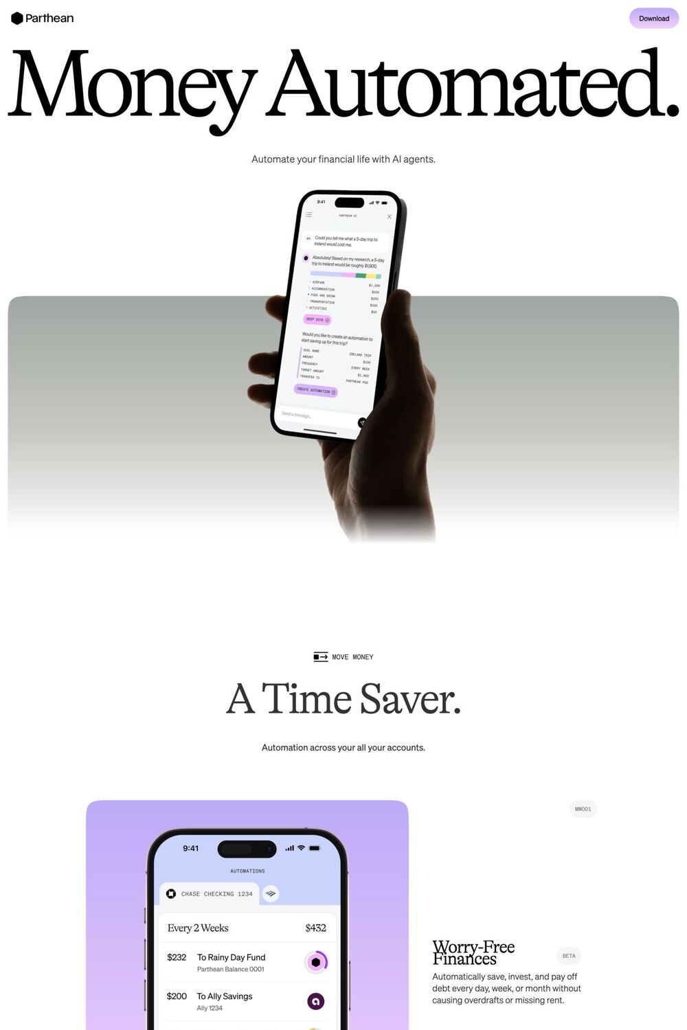Parthean website screenshot