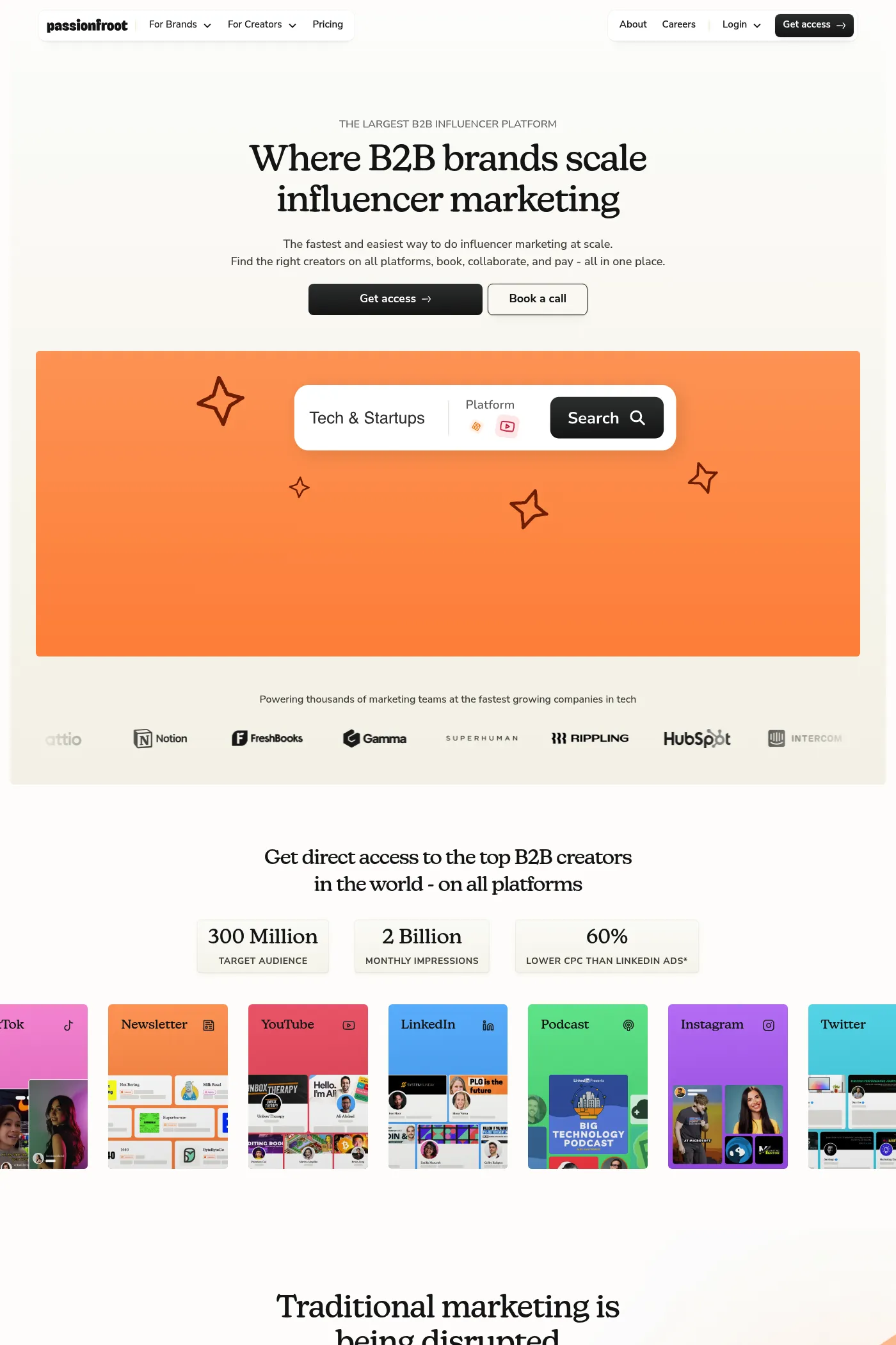 Passionfroot website screenshot