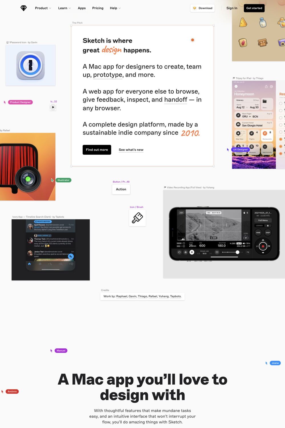 Sketch website screenshot