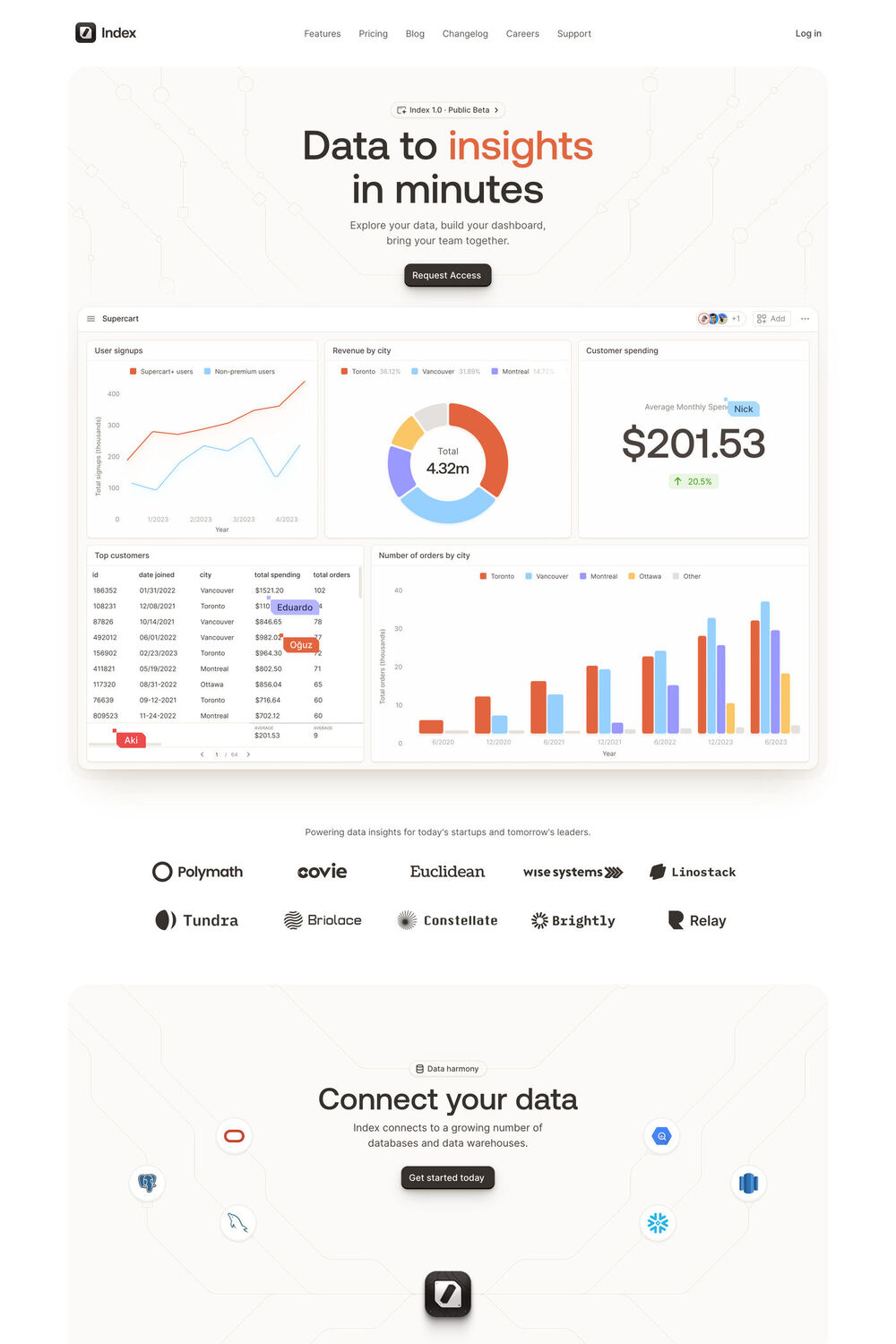 Index website screenshot