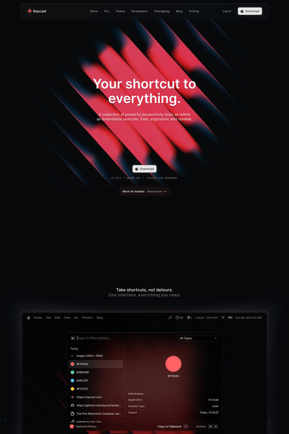 Raycast website screenshot