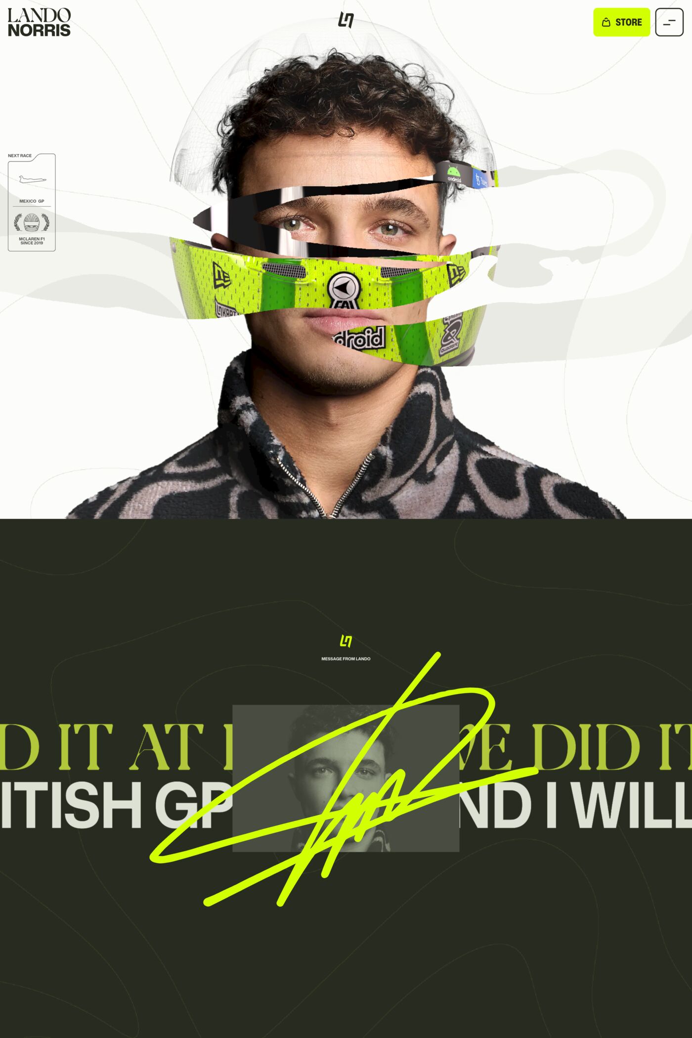 Lando Norris website screenshot