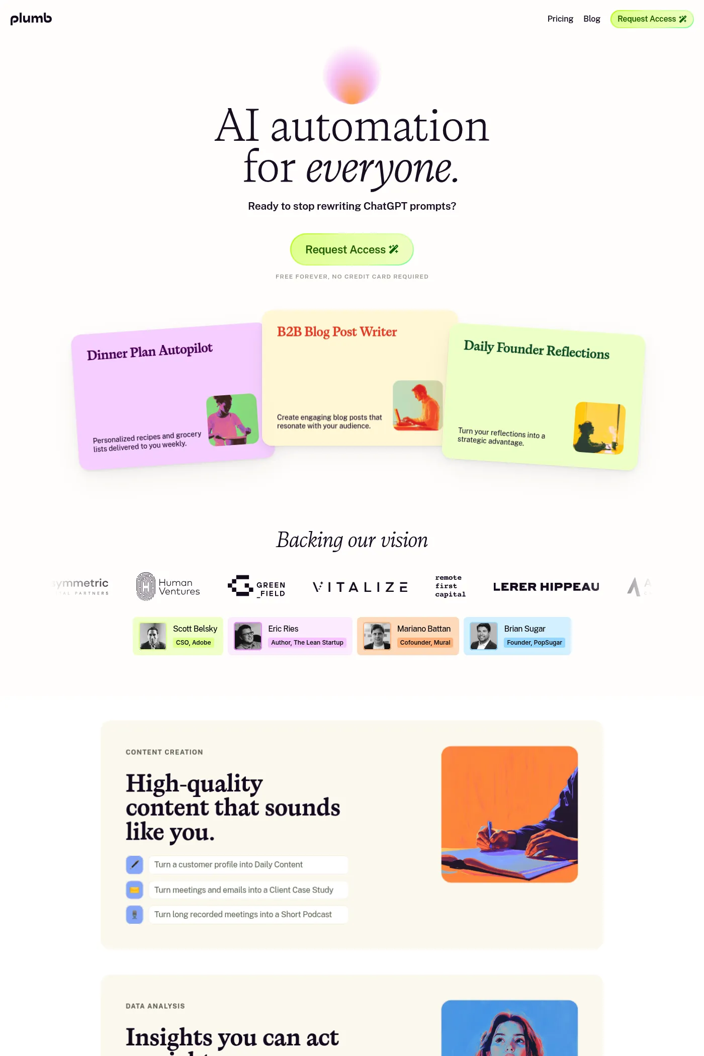 Plumb website screenshot