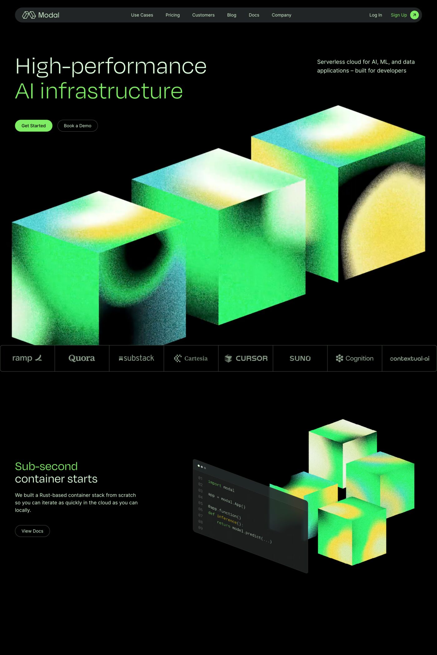 Modal website screenshot