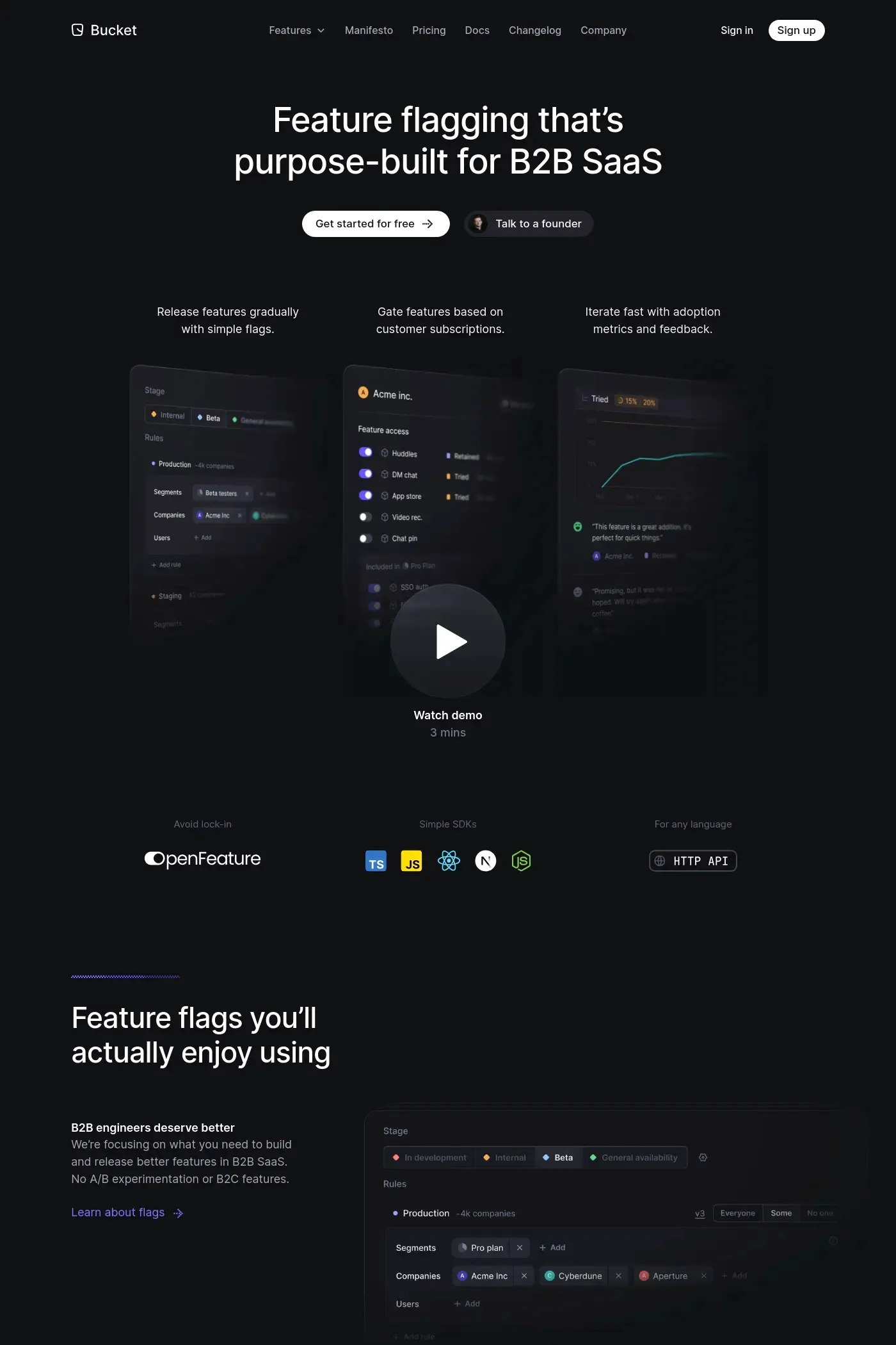 Bucket website screenshot