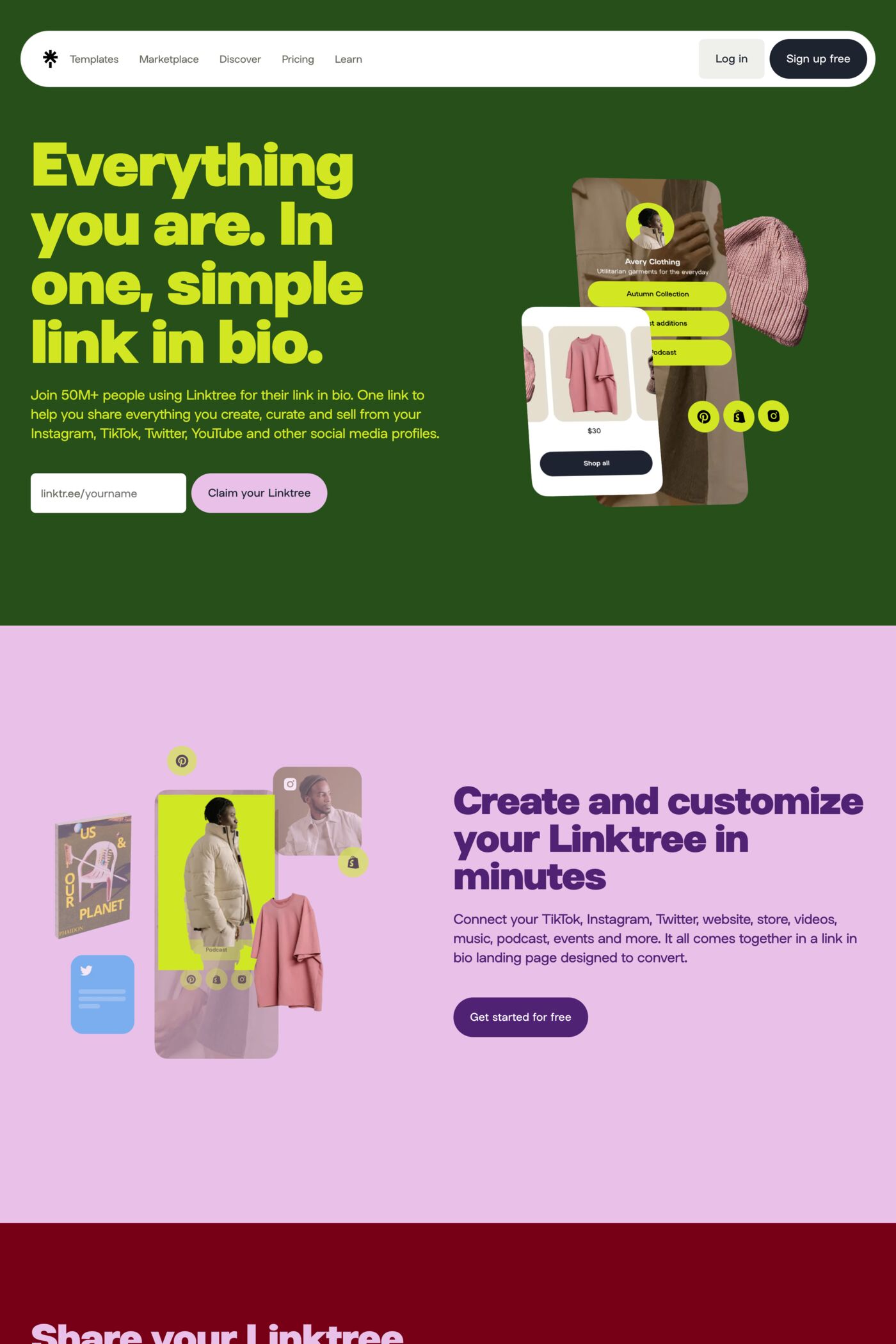 Linktree website screenshot